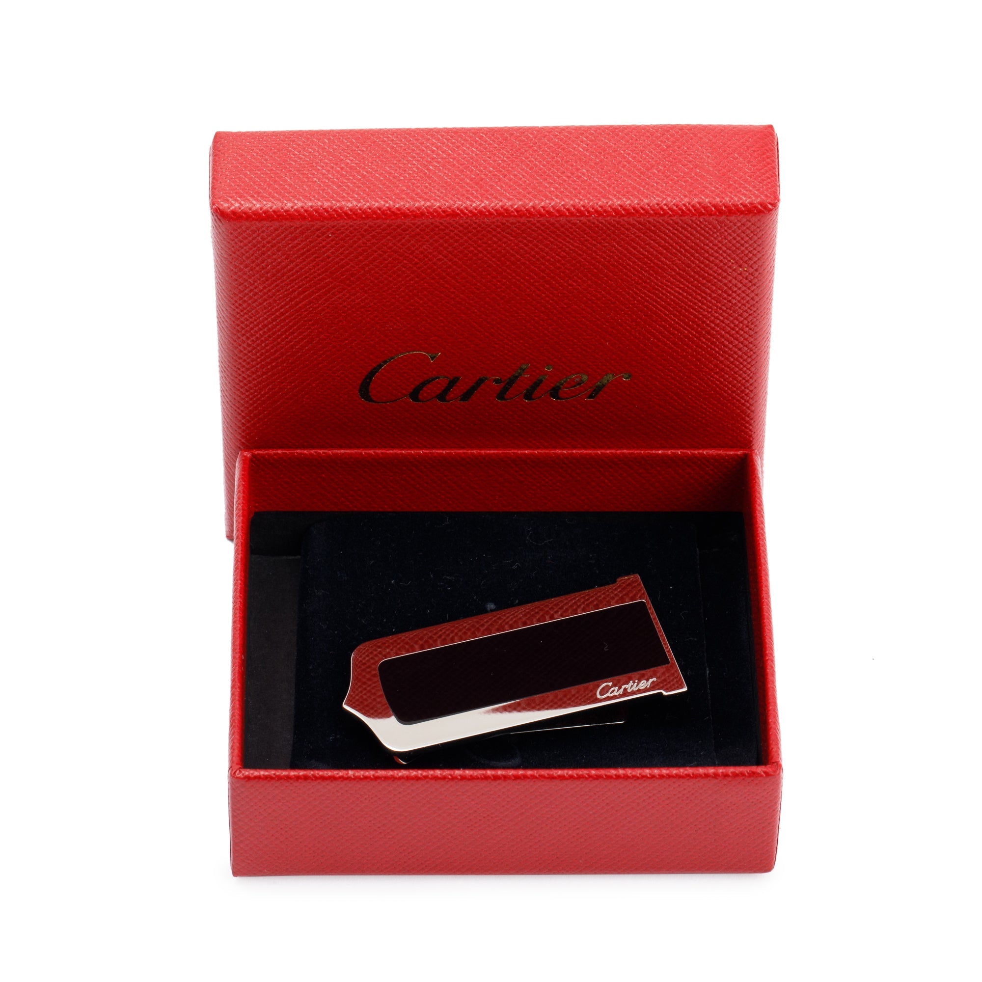 Cartier Stainless Steel Black Lacquer Money Clip w/ Box