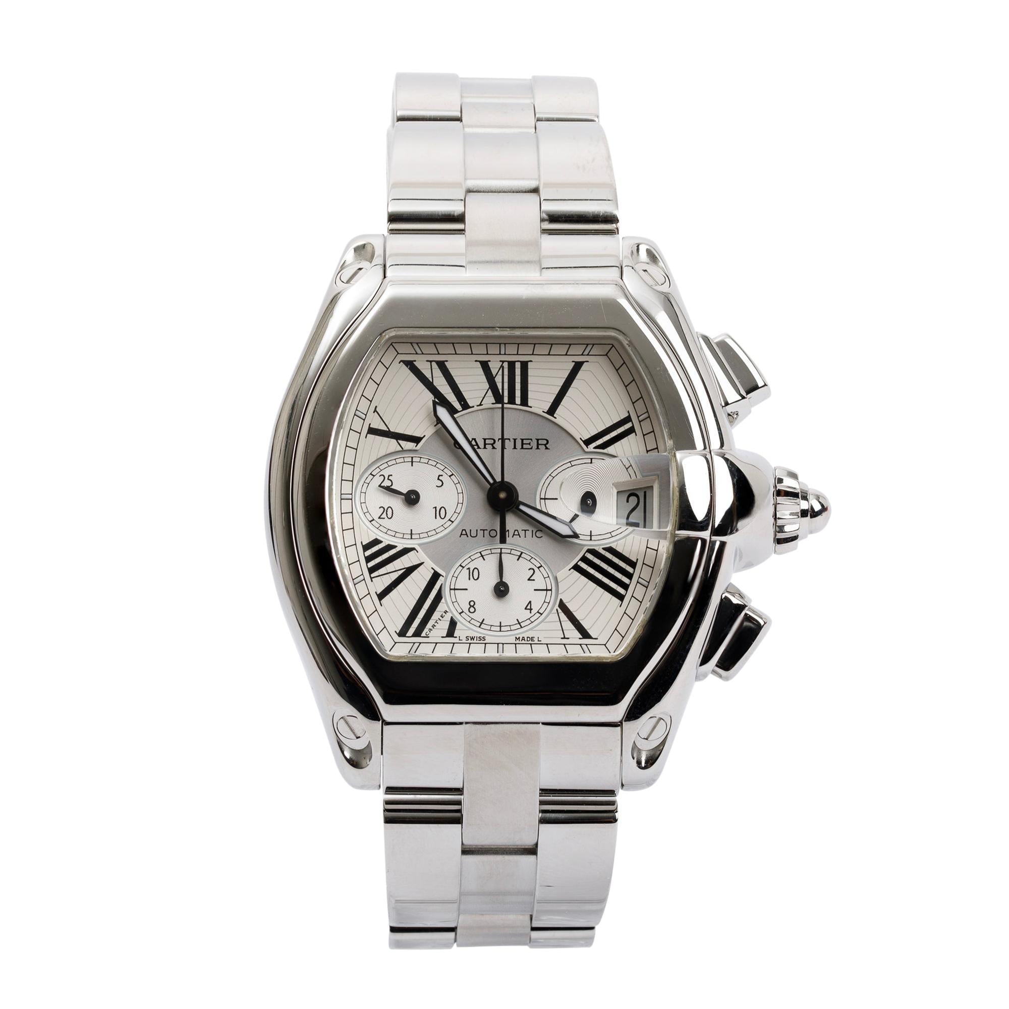 Cartier Stainless Steel Roadster XL Automatic Chronograph Watch w/ Box