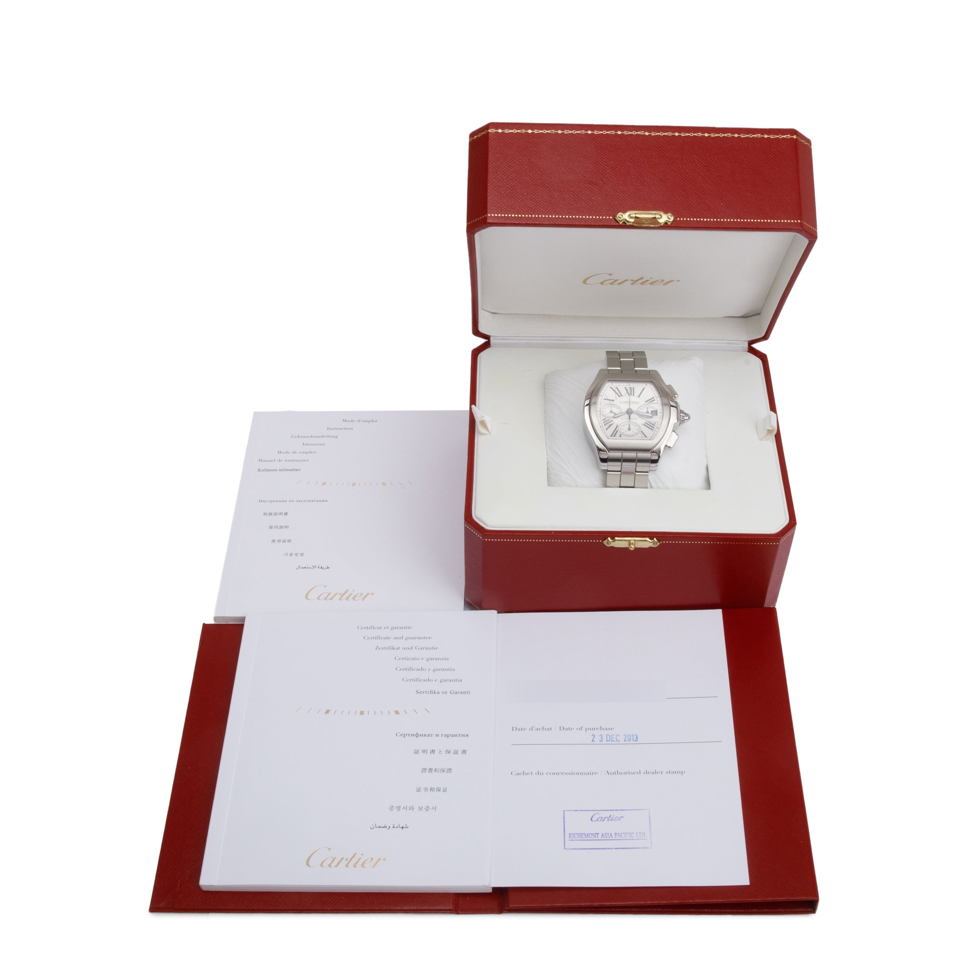 Cartier Stainless Steel Roadster XL Chronograph Automatic Watch 3405 w/ Box & Papers