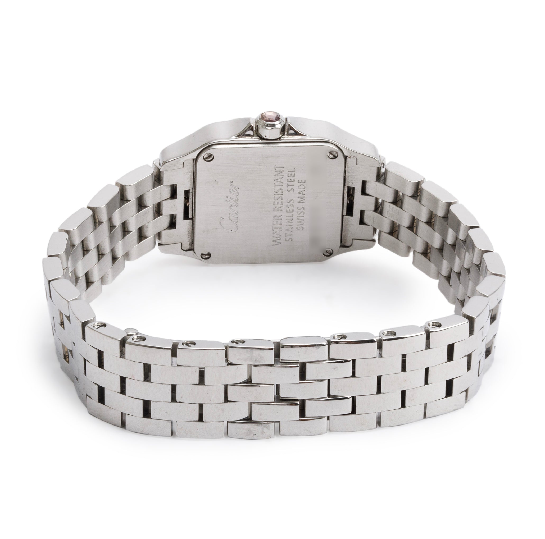 Cartier Stainless Steel Santos Demoiselle Pink Mother of Pearl Dial Watch
