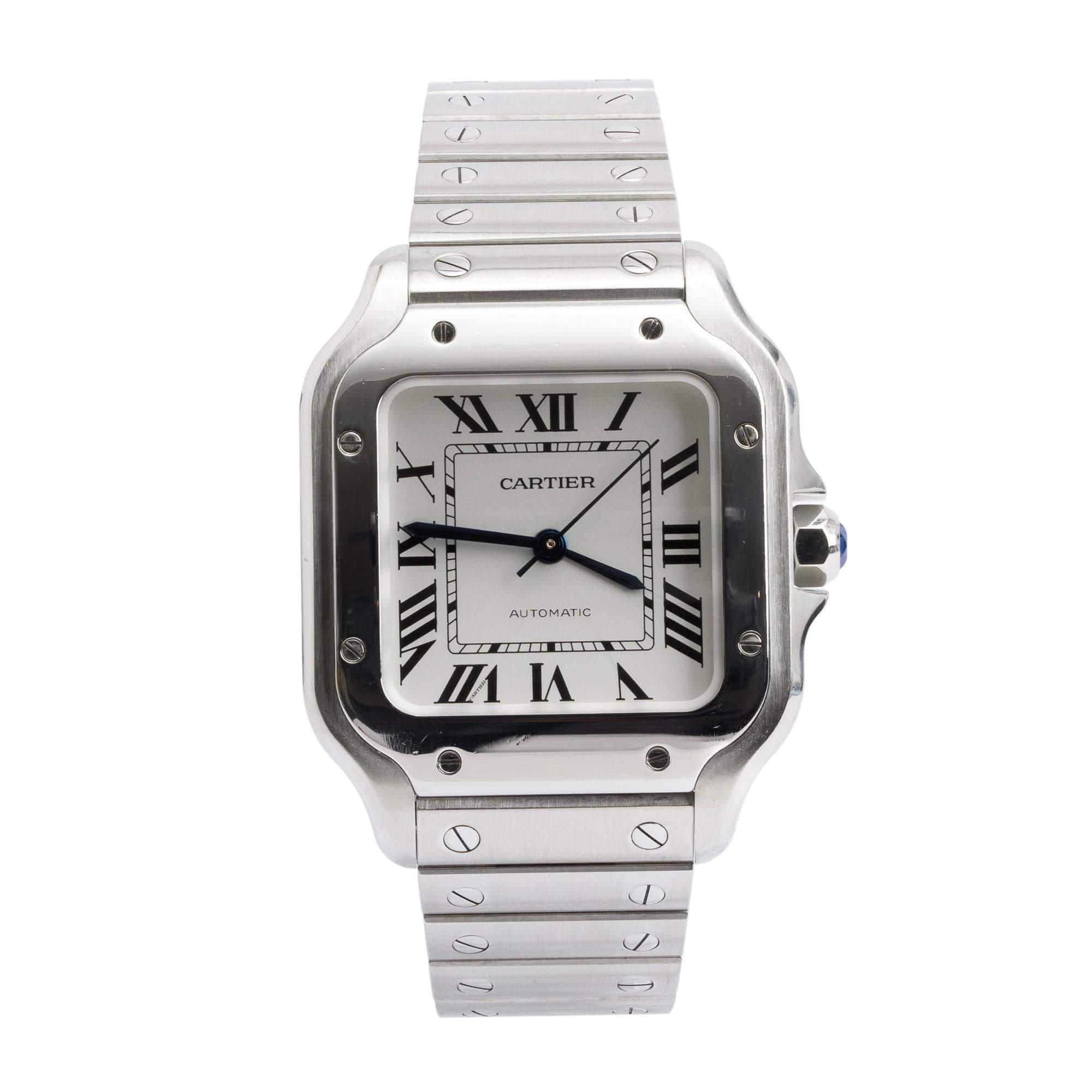 Cartier Stainless Steel Santos de Cartier Automatic Watch, Medium Model 4075 w/ Box & Papers