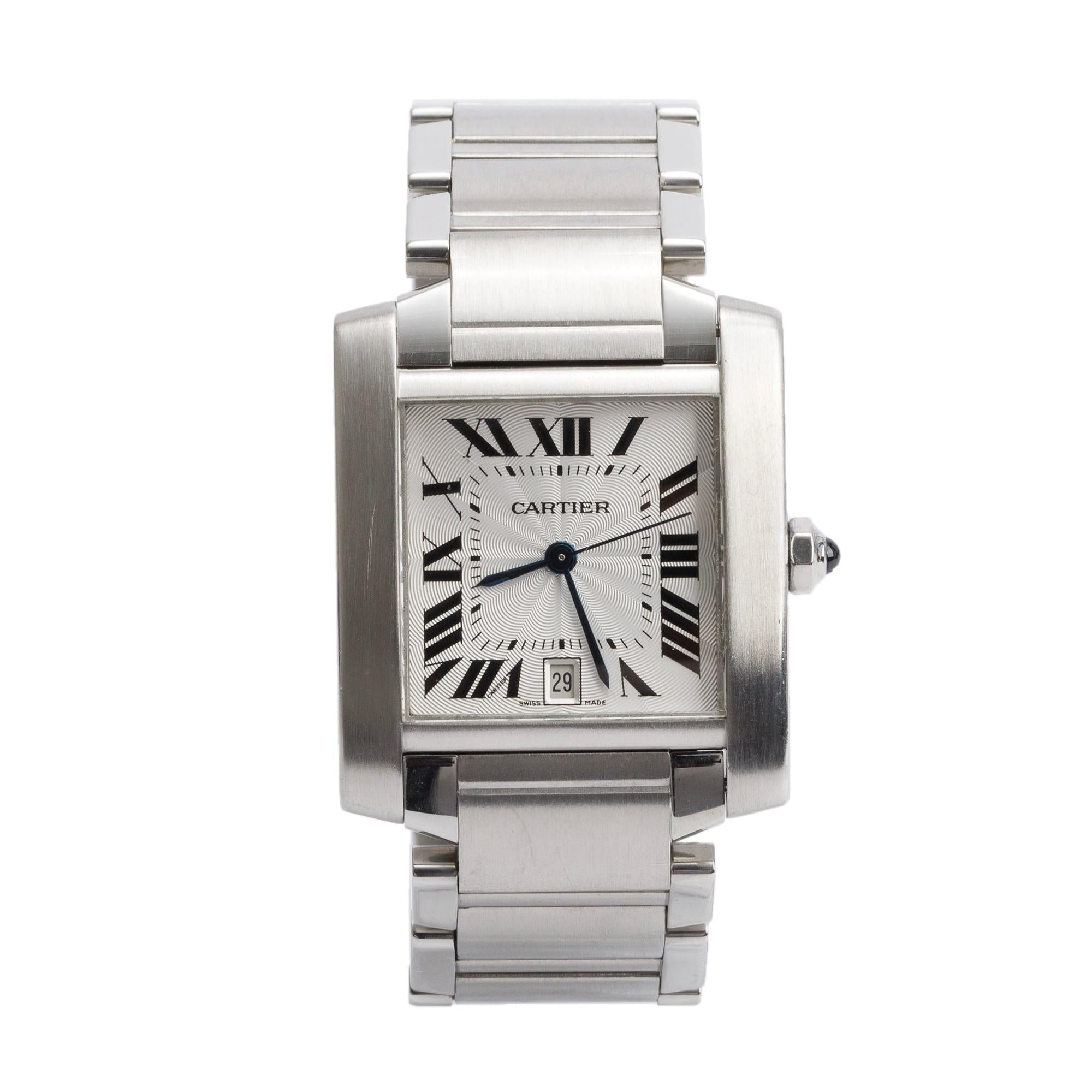 Cartier Stainless Steel Tank Francaise Automatic Watch, Large Model 2302 w/ Box & Papers