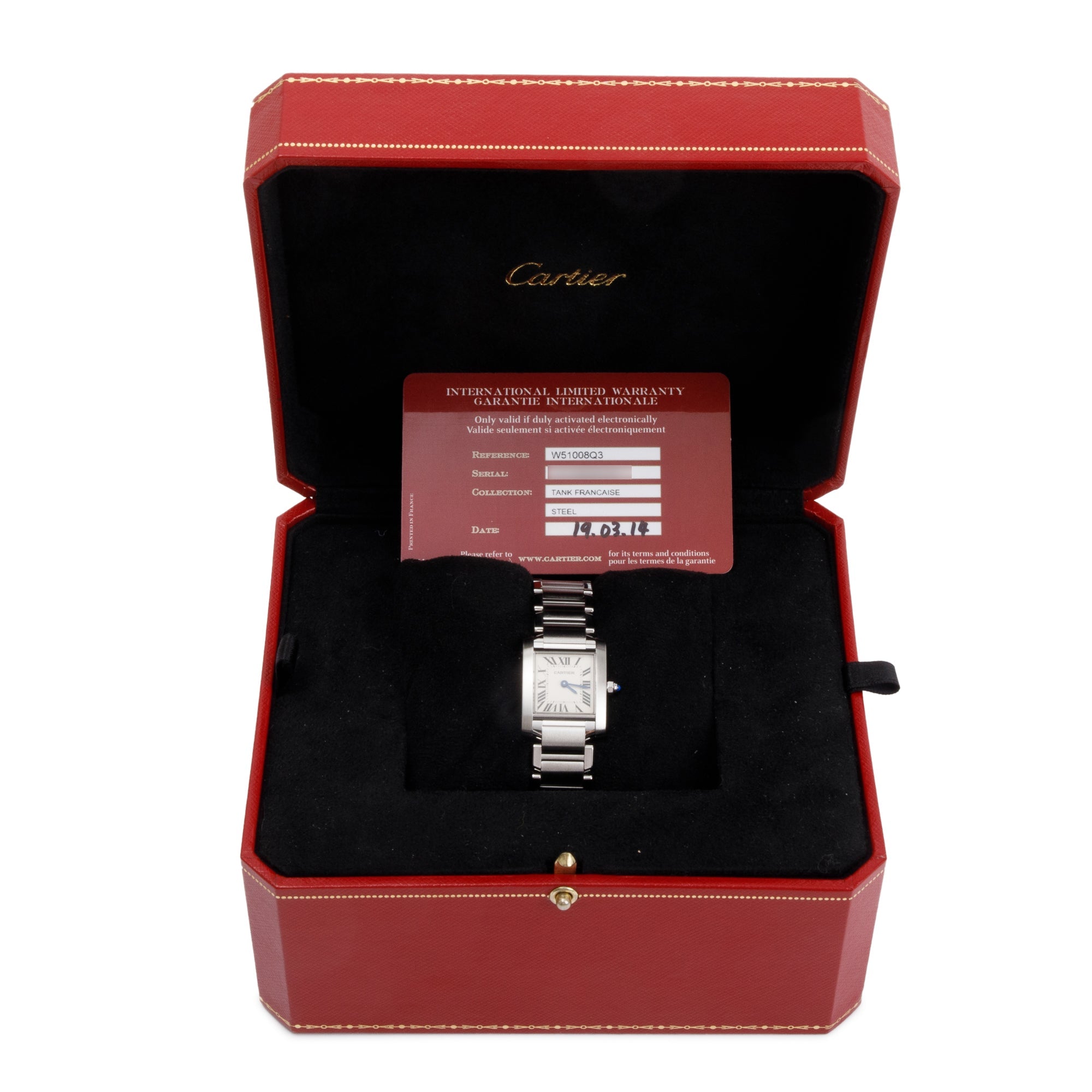 Cartier Stainless Steel Tank Francaise Watch, Small Model w/ Box & Papers