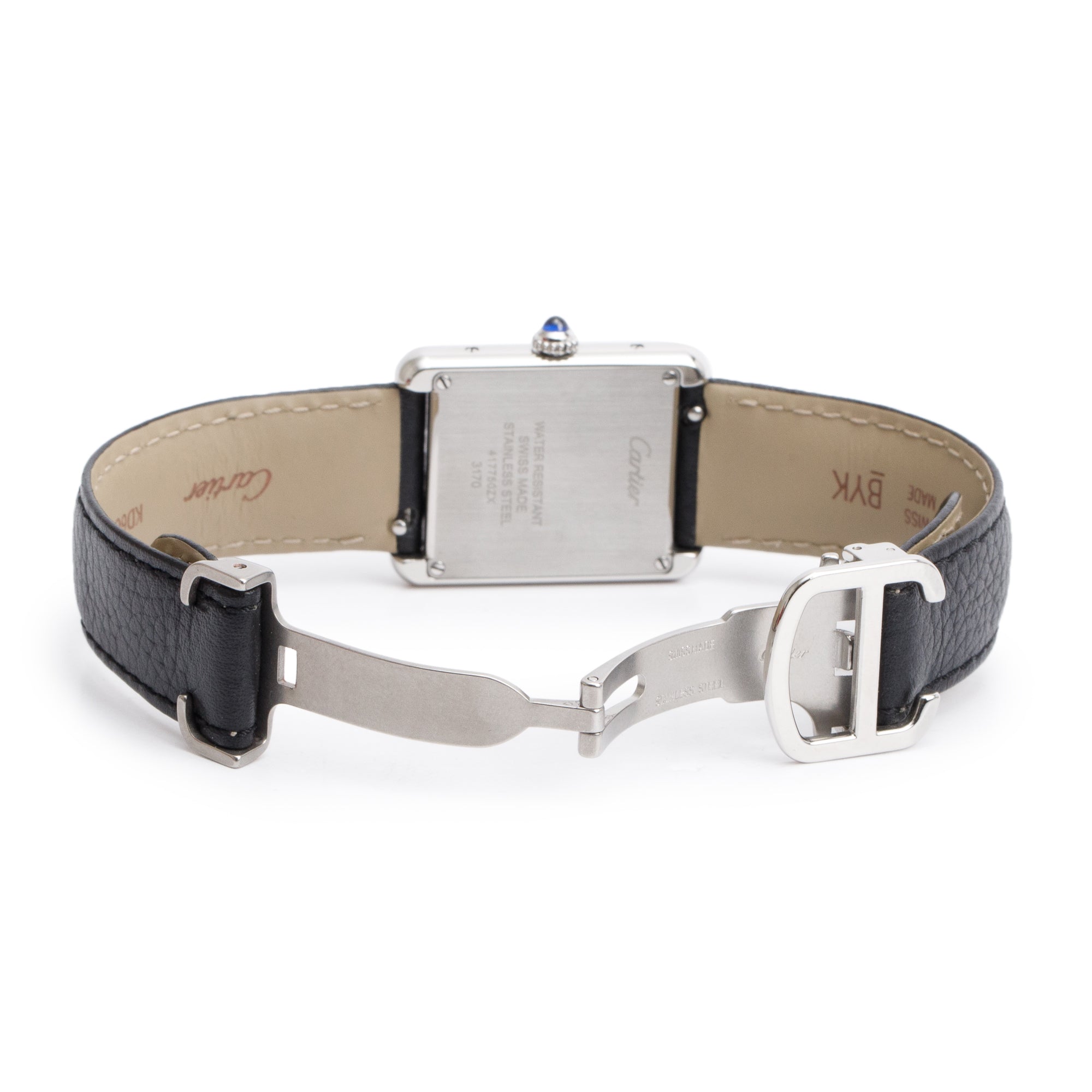 Cartier Stainless Steel Tank Solo Quartz Watch, Medium Model 3170 w/ Box, Receipt & Extra Straps