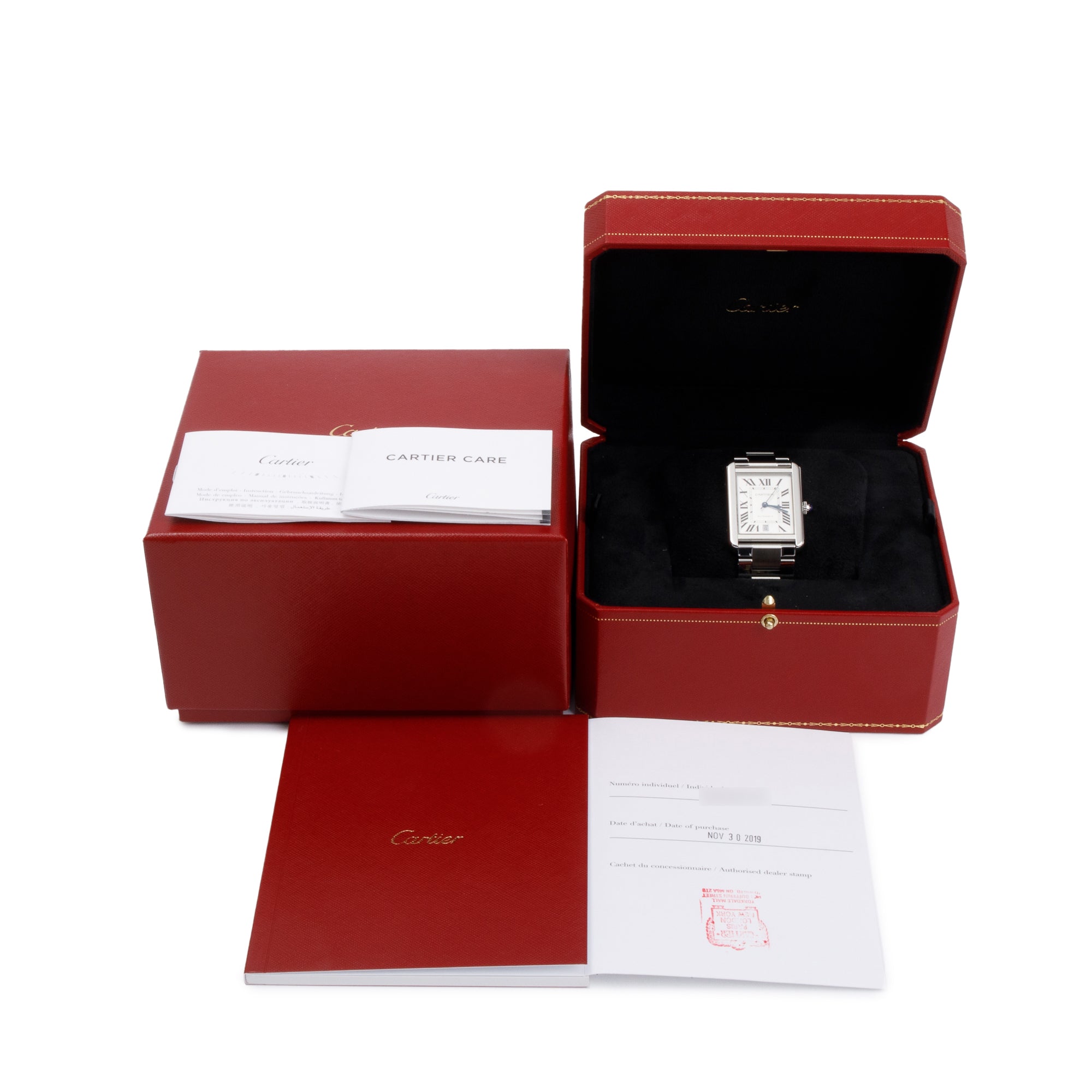 Cartier Stainless Steel Tank Solo XL 31 MM Automatic Watch w/ Box & Papers