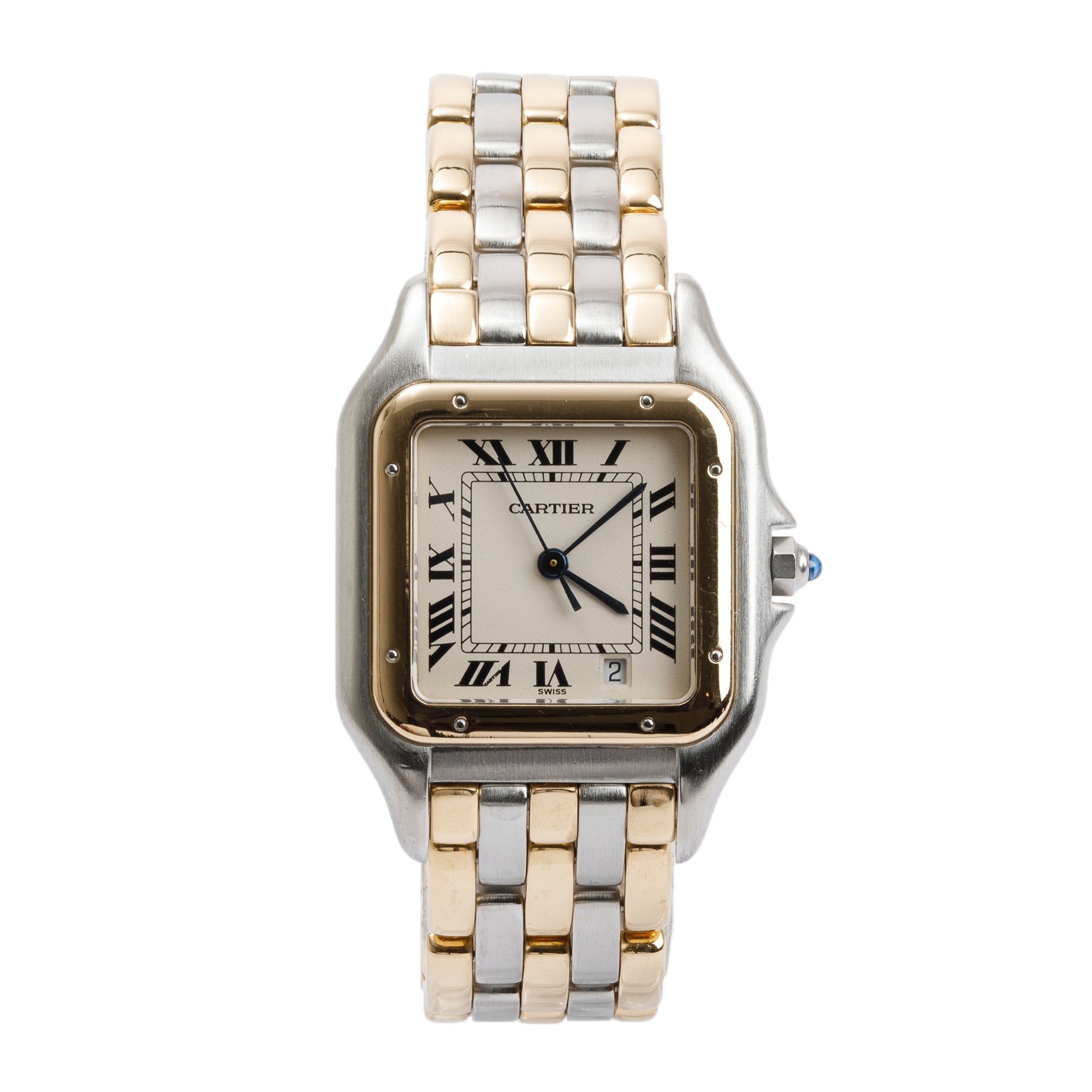 Cartier Steel & 18k Yellow Gold 3-Row Gold Panthere de Cartier Watch, Medium Model