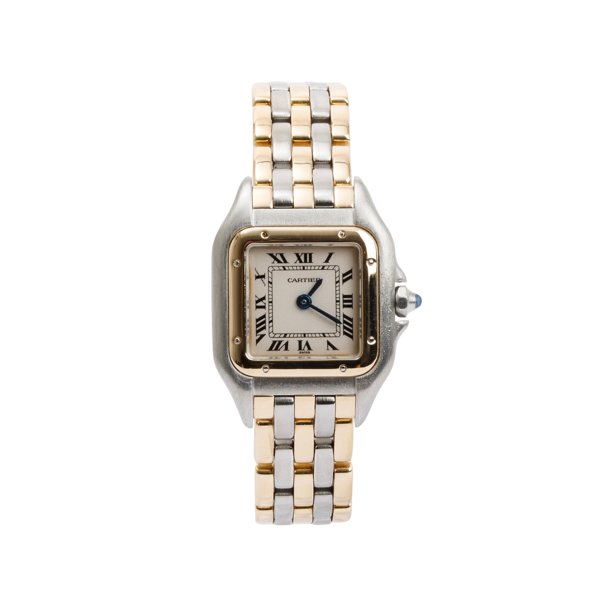 Cartier Steel & 18k Yellow Gold 3-Row Gold Panthere de Cartier Watch, Small Model