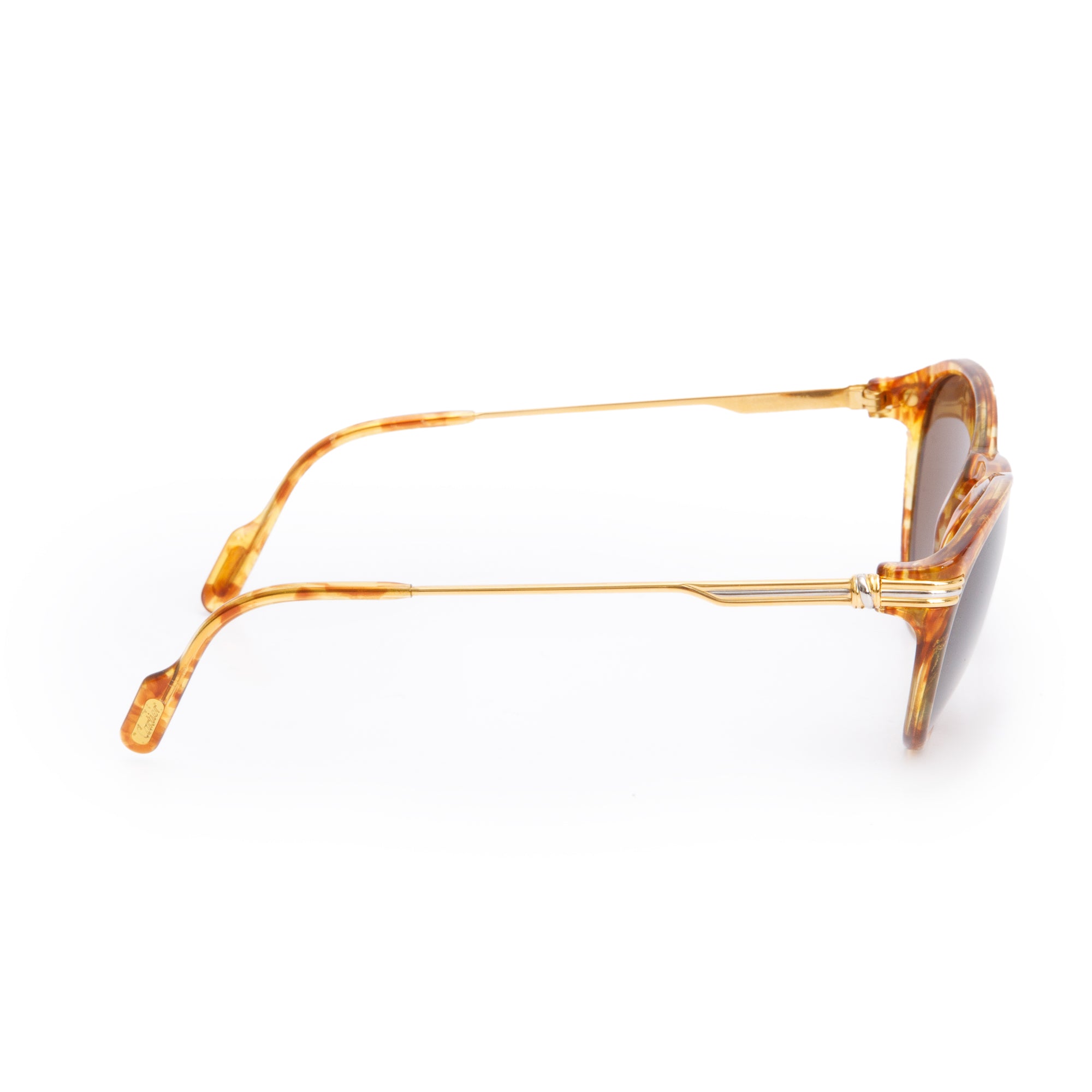 Cartier Vintage 135 Brown Tortoise Trinity Cat Eye Sunglasses w/ Box & Case