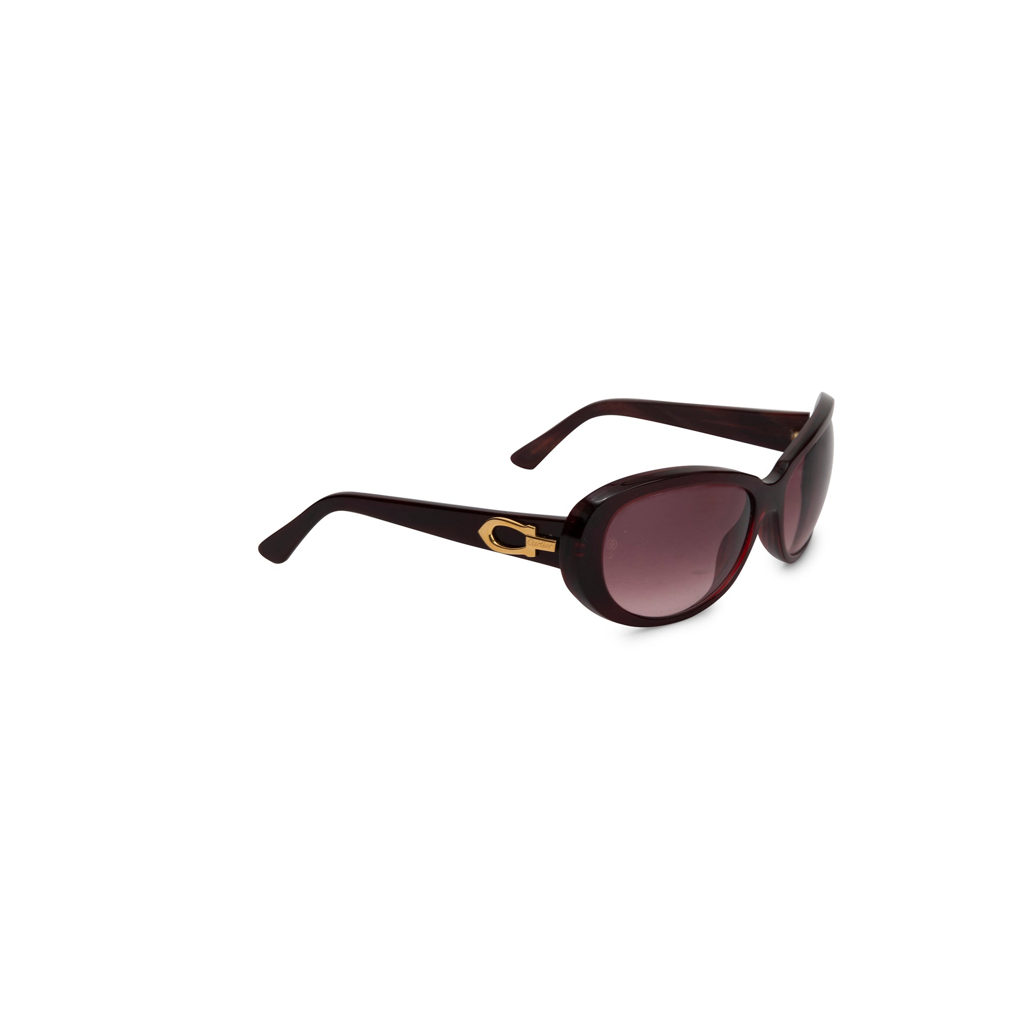 Cartier Vintage 135 Burgundy Frame Gradient Tinted Sunglasses w/ Case