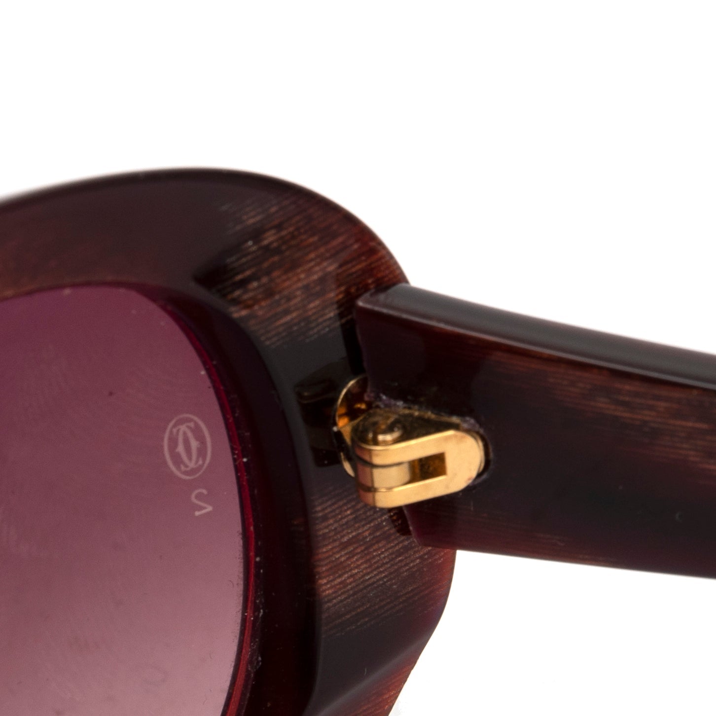 Cartier Vintage 135 Burgundy Frame Gradient Tinted Sunglasses w/ Case