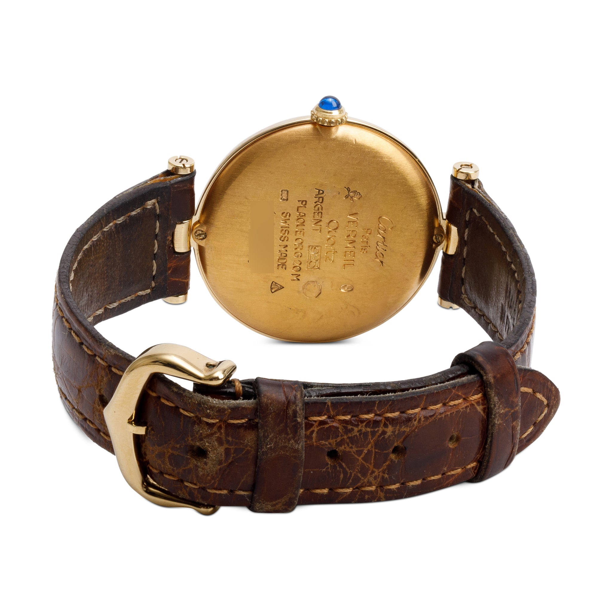 Cartier Vintage 18k Gold Vermeil Sterling Silver Argent Must De Cartier Vendome 30 MM Quartz Watch