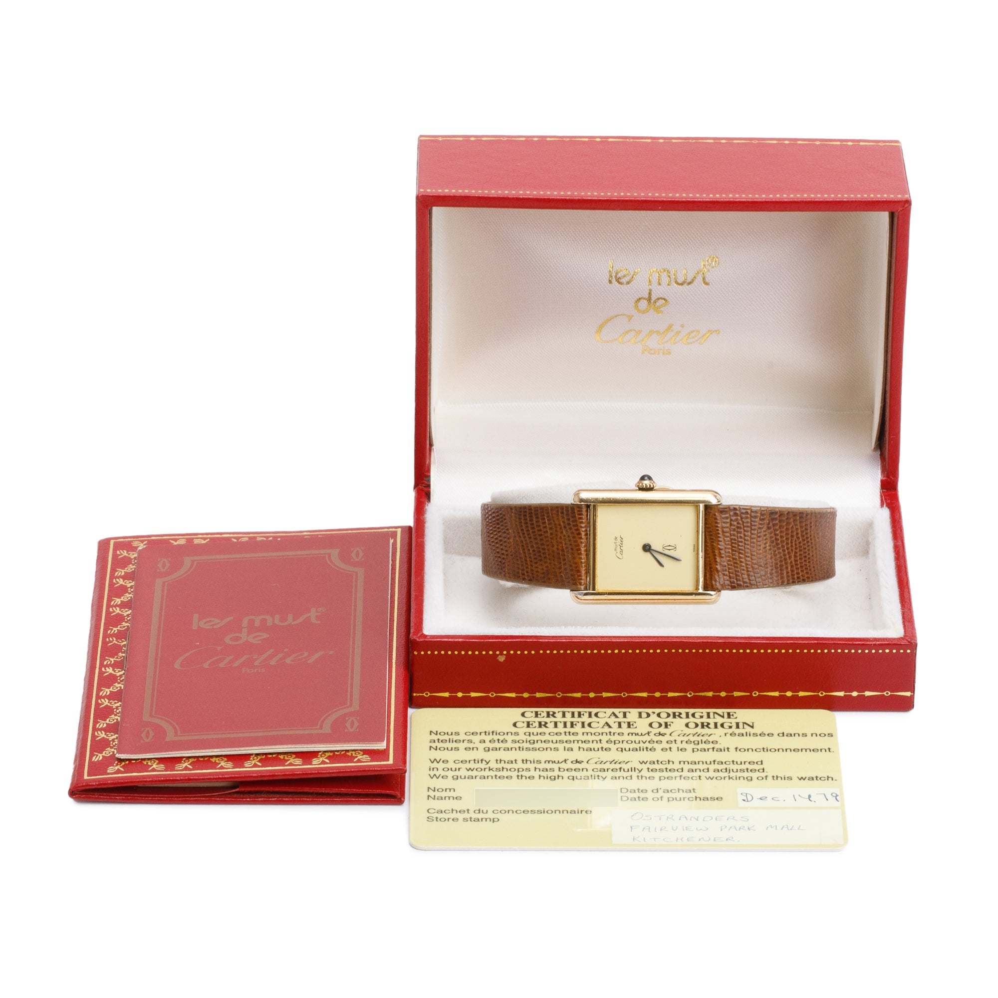 AUTHENTIC RARE VINTAGE CARTIER GOLD WATCH - WITH BOX CARTIER. A RARE AND ELEGANT 18K GOLD SQUARE WRISTWATCH  main image 2