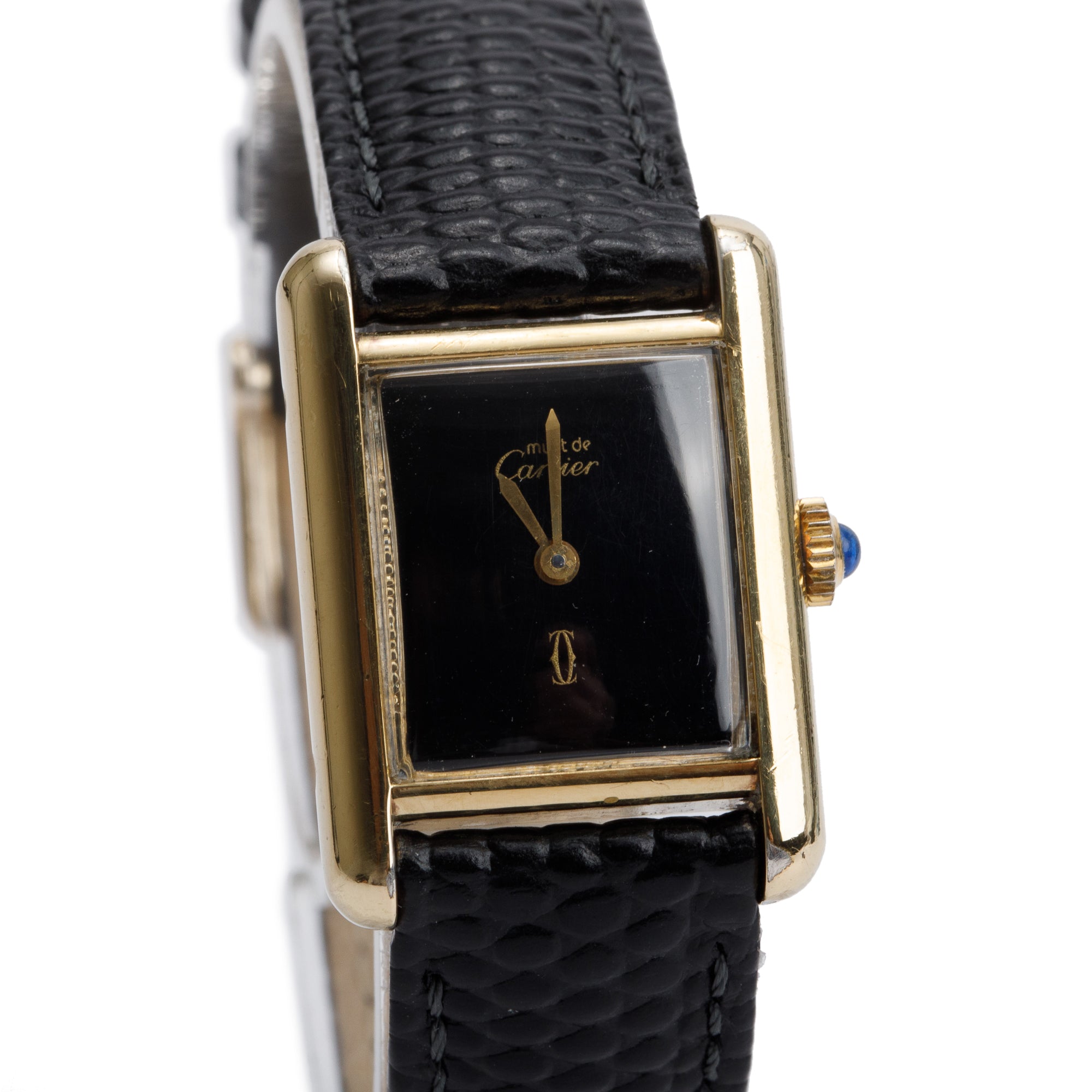 Cartier Vintage 18k Gold Vermeil Sterling Silver Argent Must De Cartier Watch w/ Box