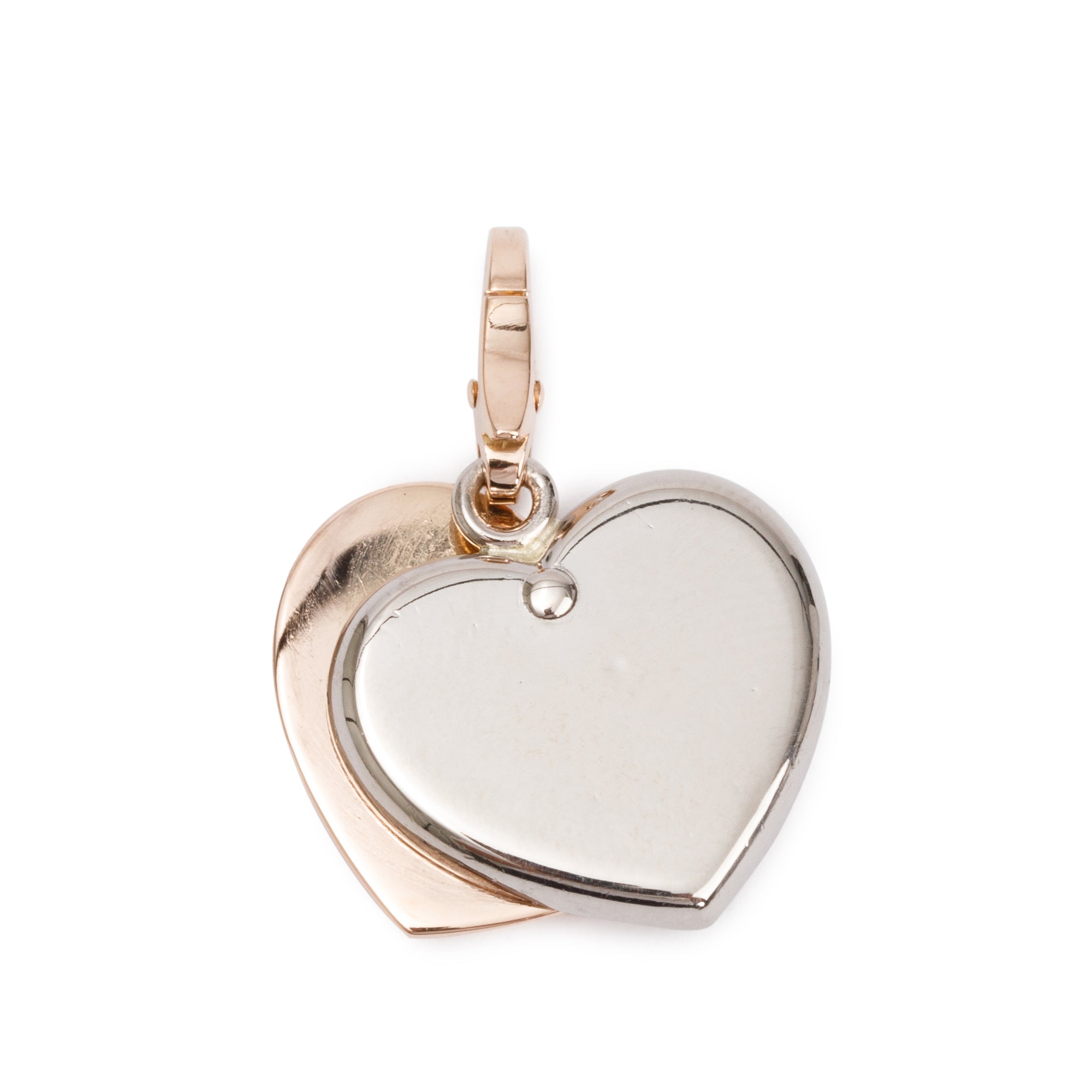 Cartier Vintage 18k White & Rose Gold Double Heart Charm