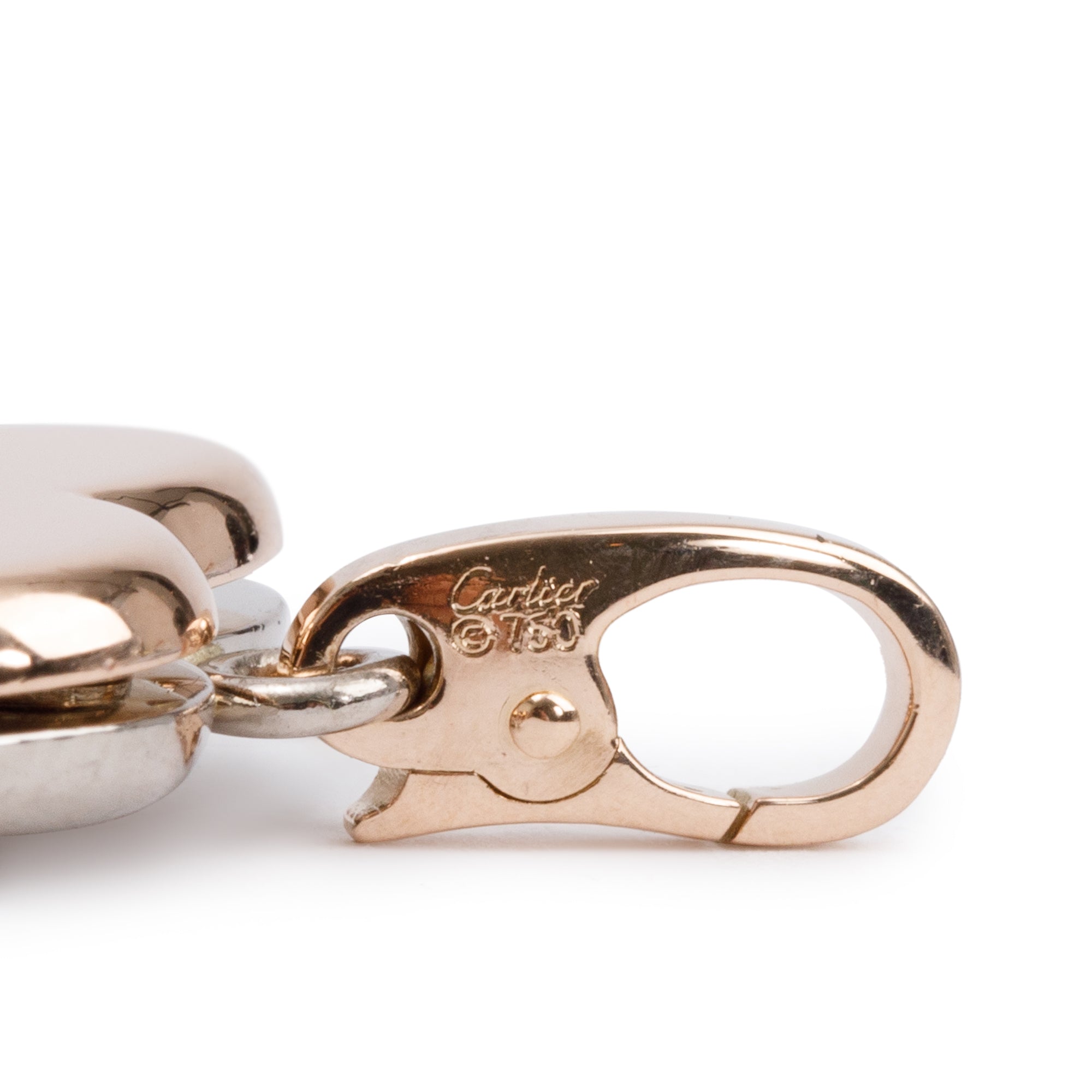 Cartier Vintage 18k White & Rose Gold Double Heart Charm