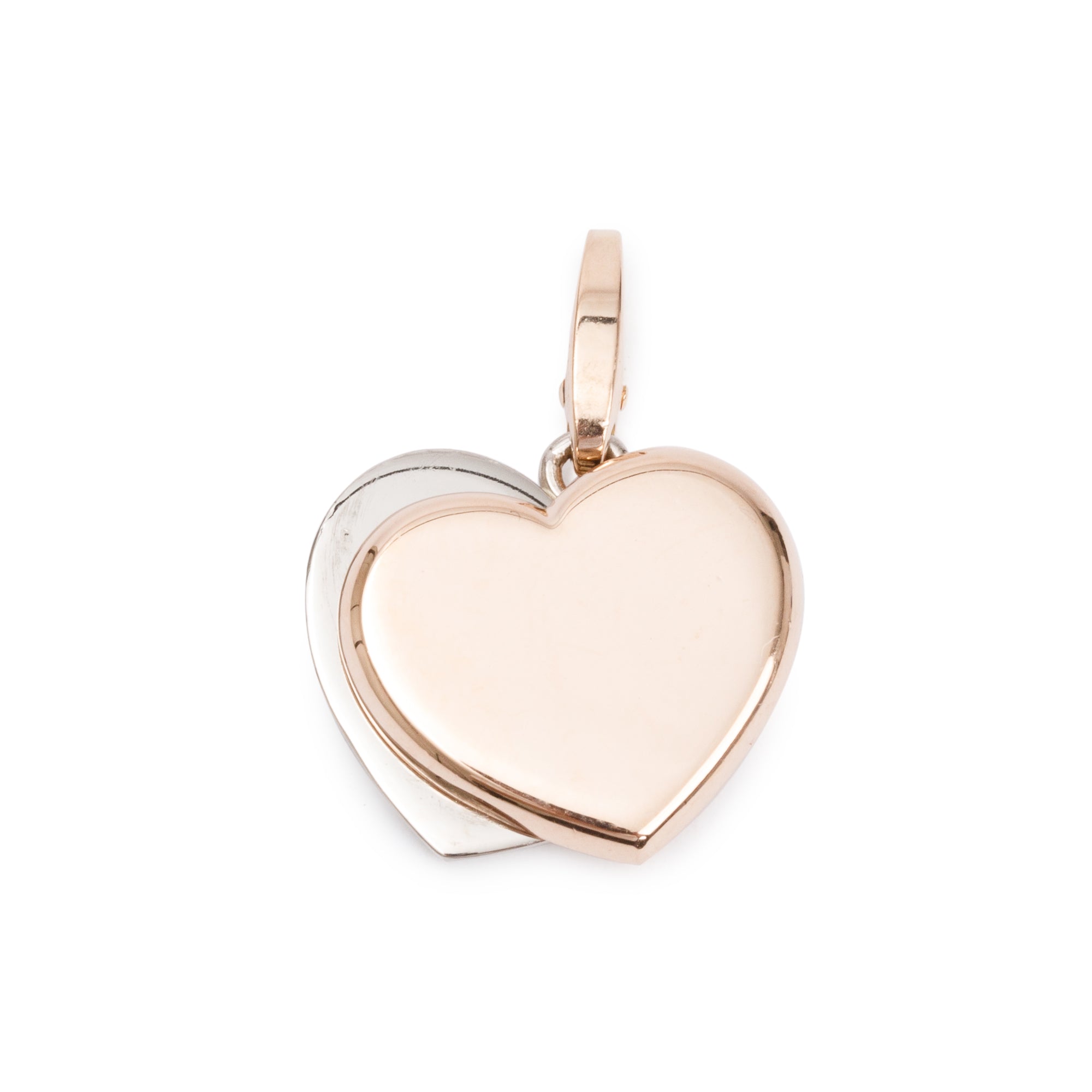 Cartier Vintage 18k White & Rose Gold Double Heart Charm
