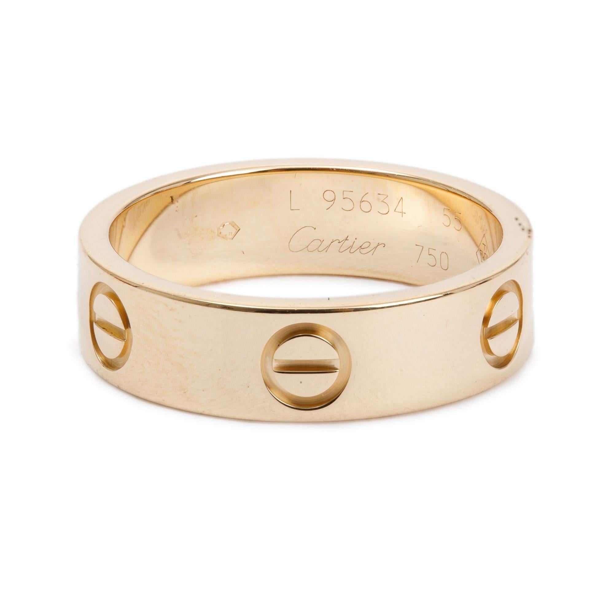 Cartier Vintage 18k Yellow Gold 5.5 MM Love Ring, Size 55 7