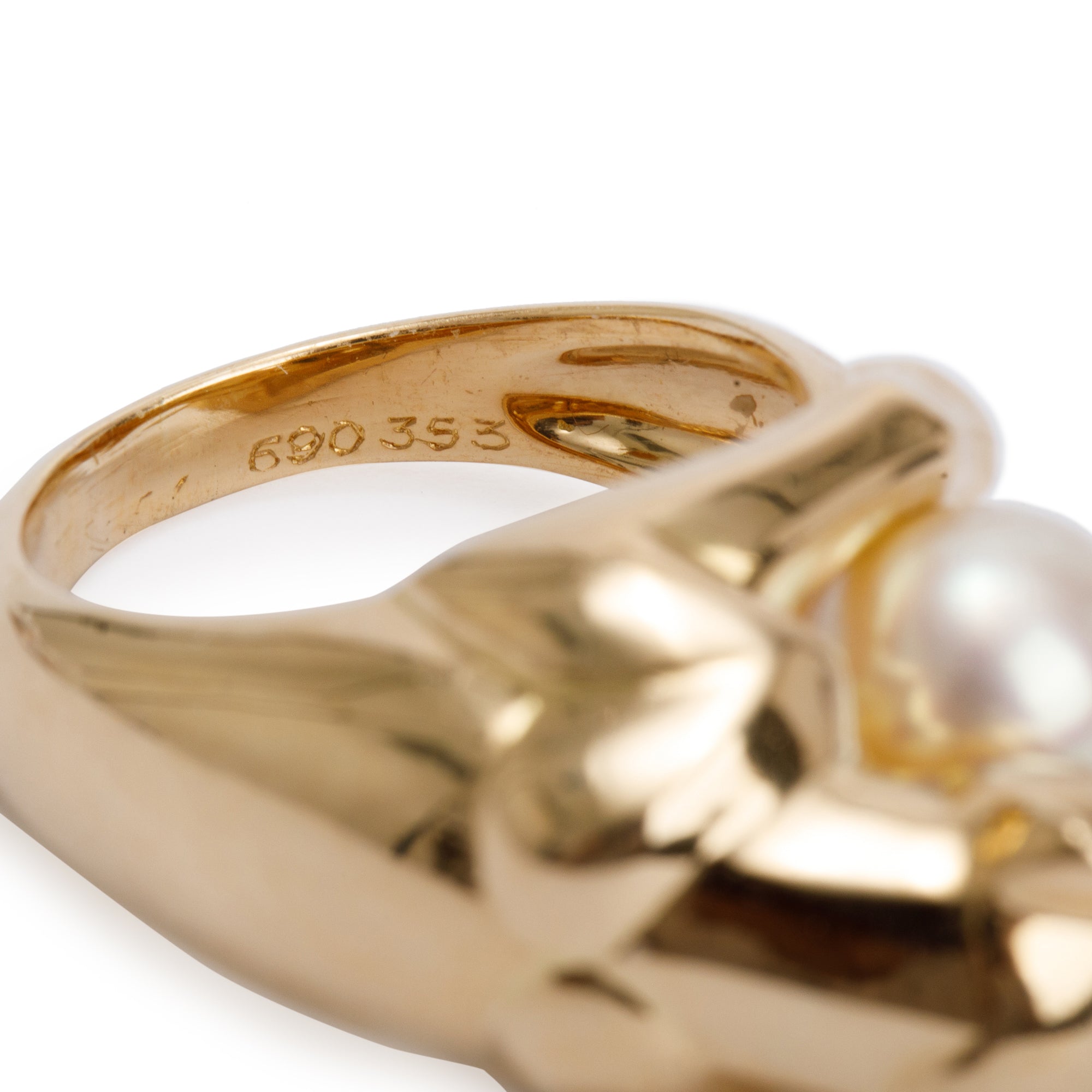 Cartier Vintage 18k Yellow Gold Pearl Panthere de Cartier Ring, Size 6.75