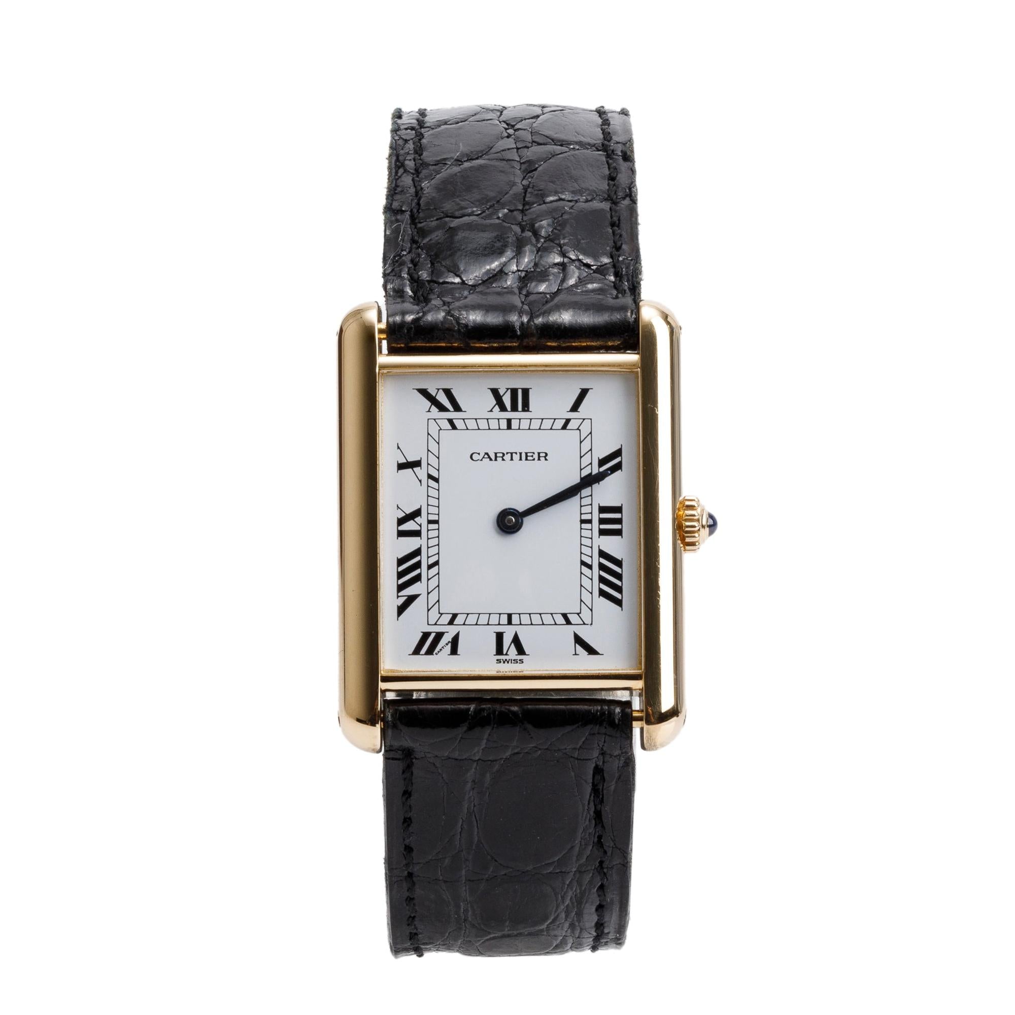 Cartier Vintage 18k Yellow Gold Tank Louis Watch, Large Model w/ Box & Papers