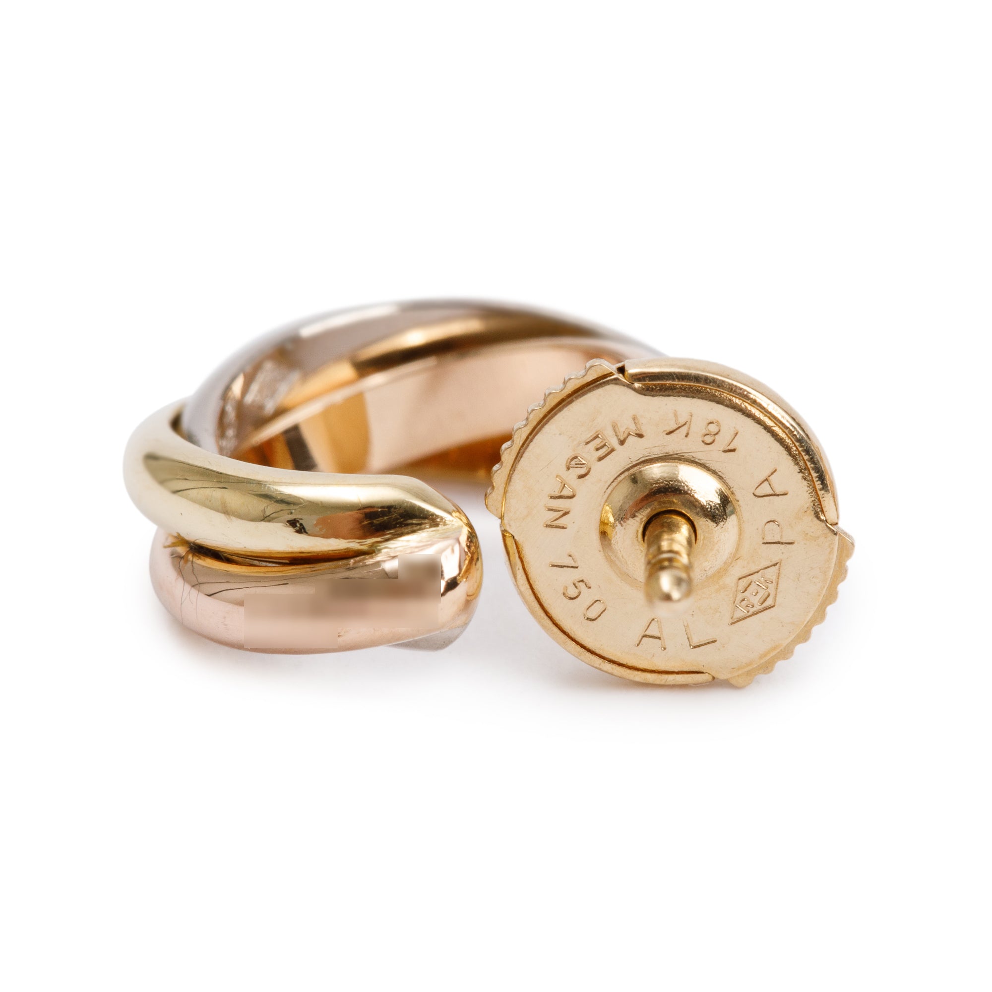 Cartier Vintage 18k Yellow, White & Rose Gold Trinity Hoop Earrings