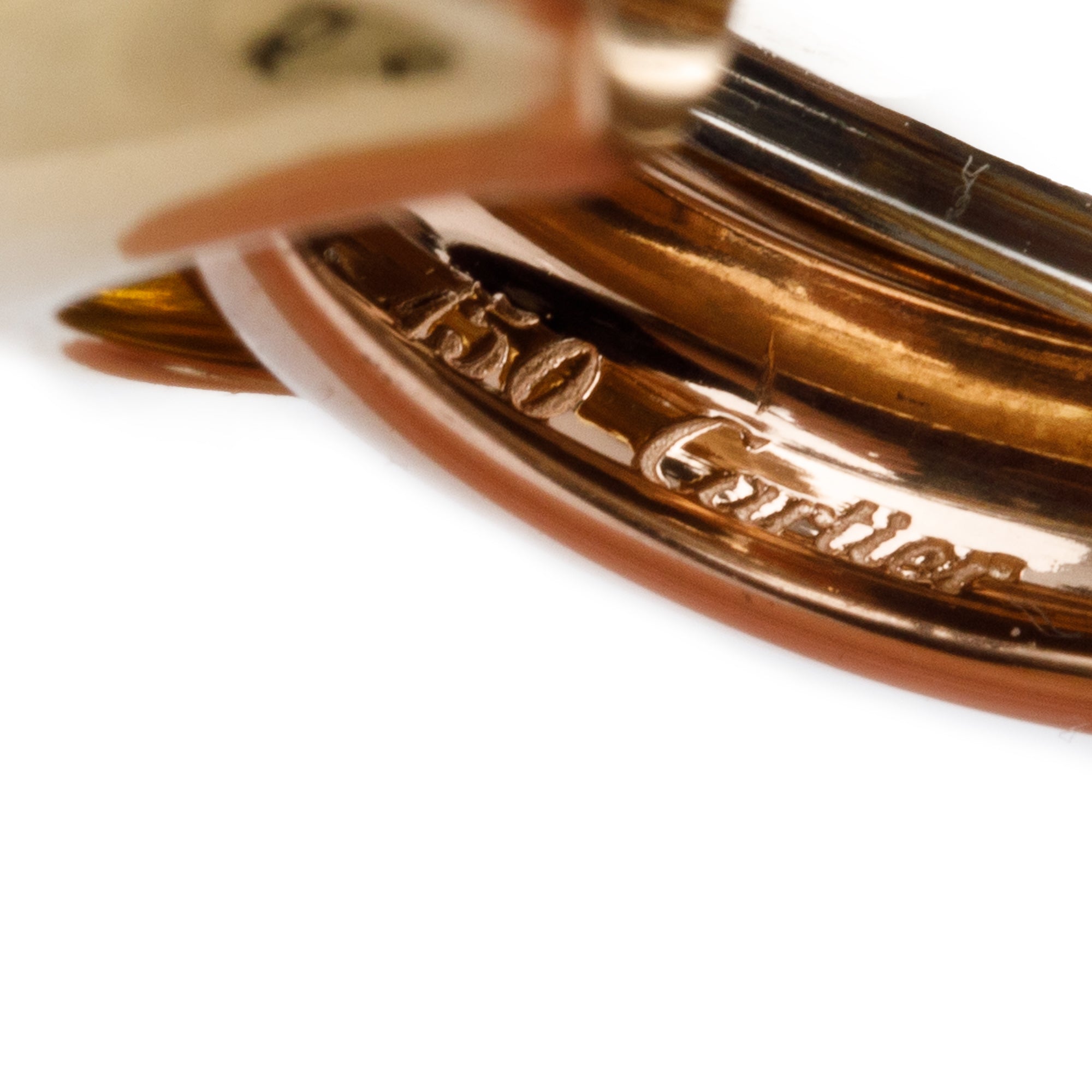 Cartier Vintage 18k Yellow, White & Rose Gold Trinity Hoop Earrings