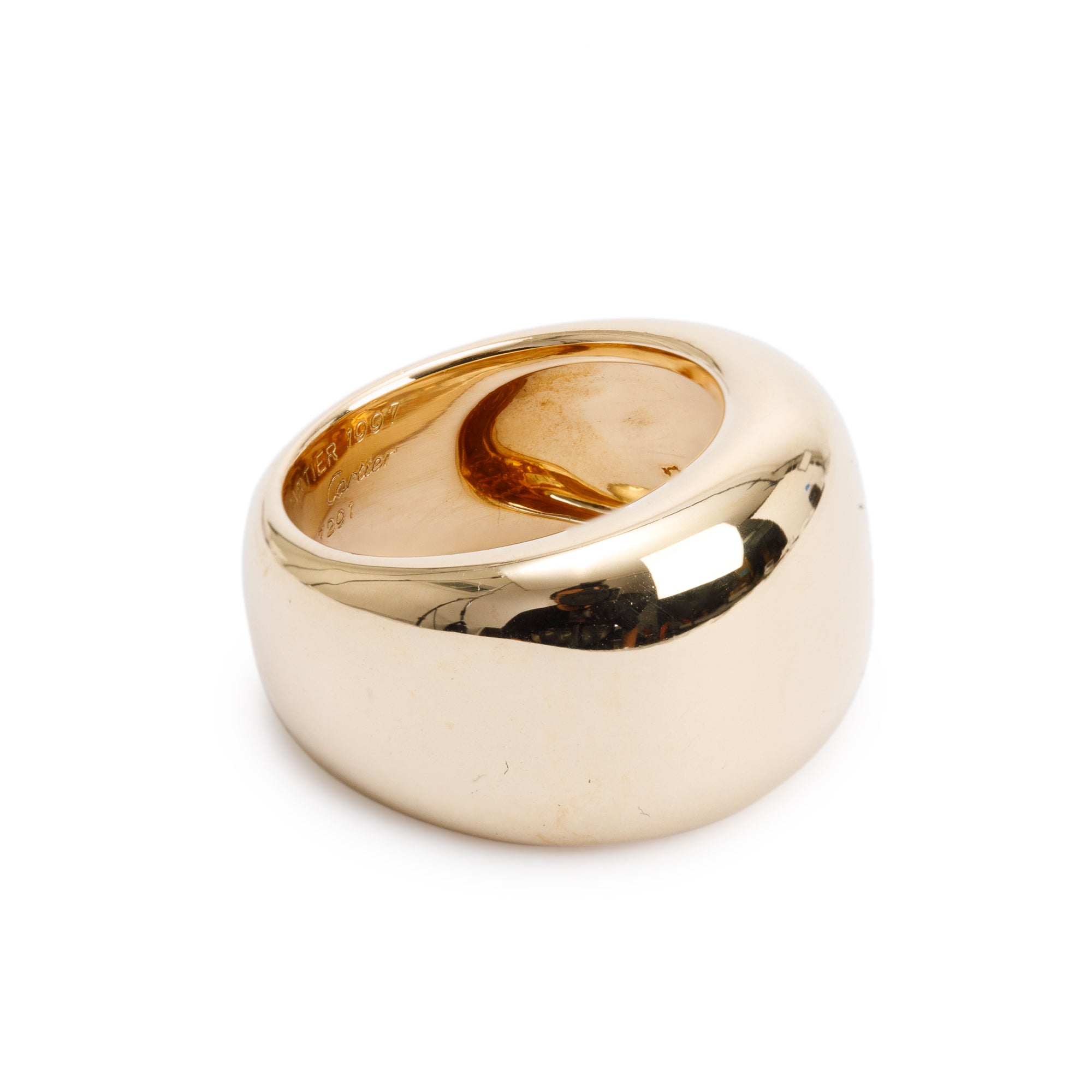 Cartier Vintage Paris 18k Yellow Gold Nouvelle Vague Dome Ring, Size 51 5.75
