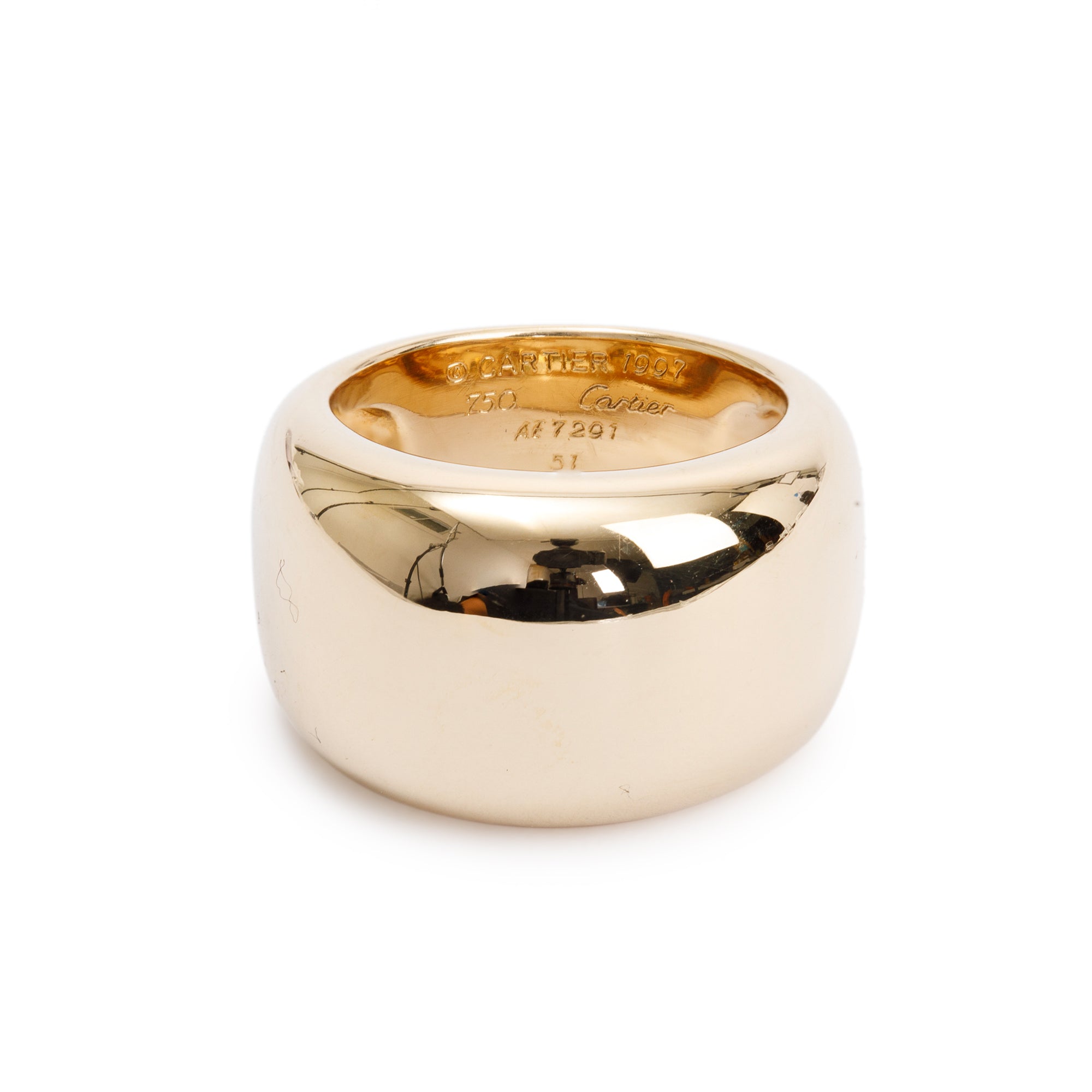 Cartier Vintage Paris 18k Yellow Gold Nouvelle Vague Dome Ring, Size 51 5.75