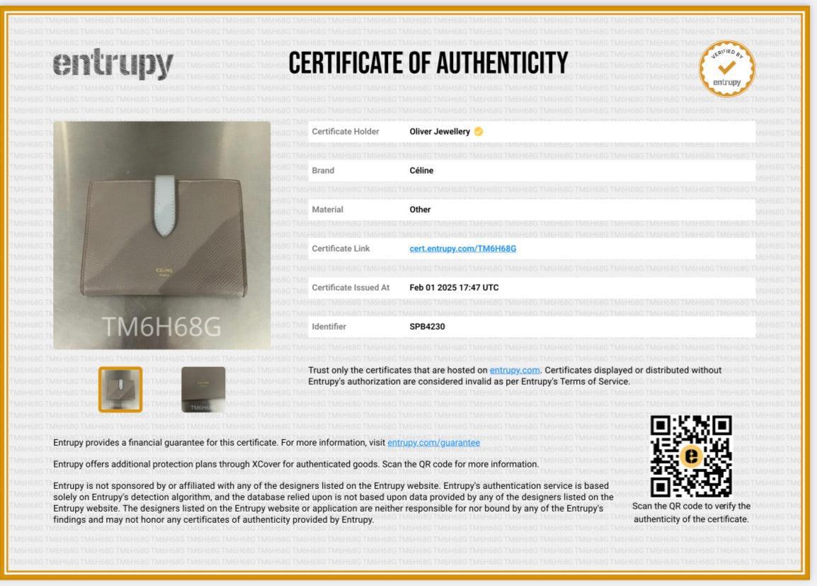 Celine 2020 Grey/Blue Bicolor Calfskin Leather Medium Strap Wallet