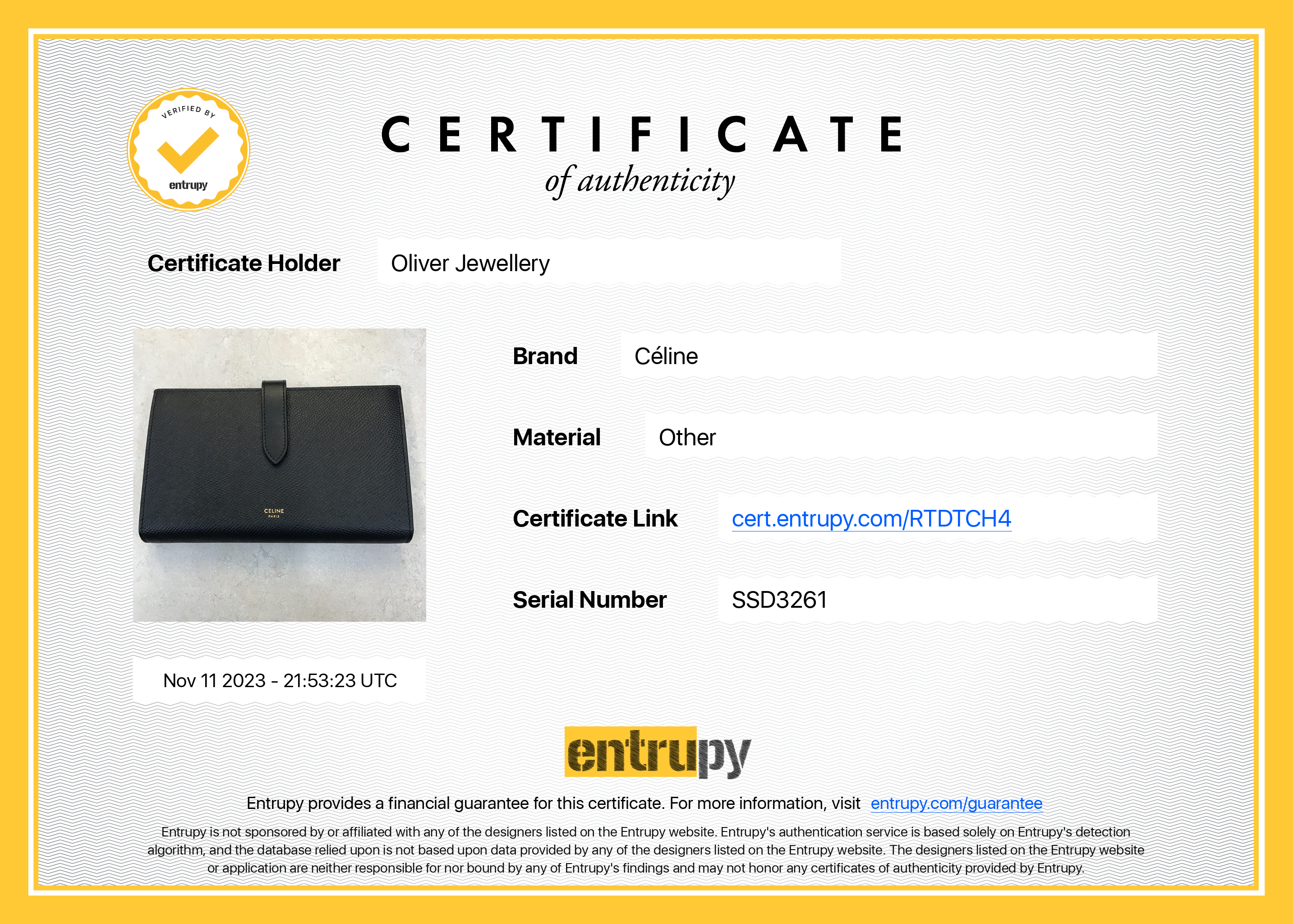 Celine 2021 Black Grained Calfskin Leather Large Strap Wallet