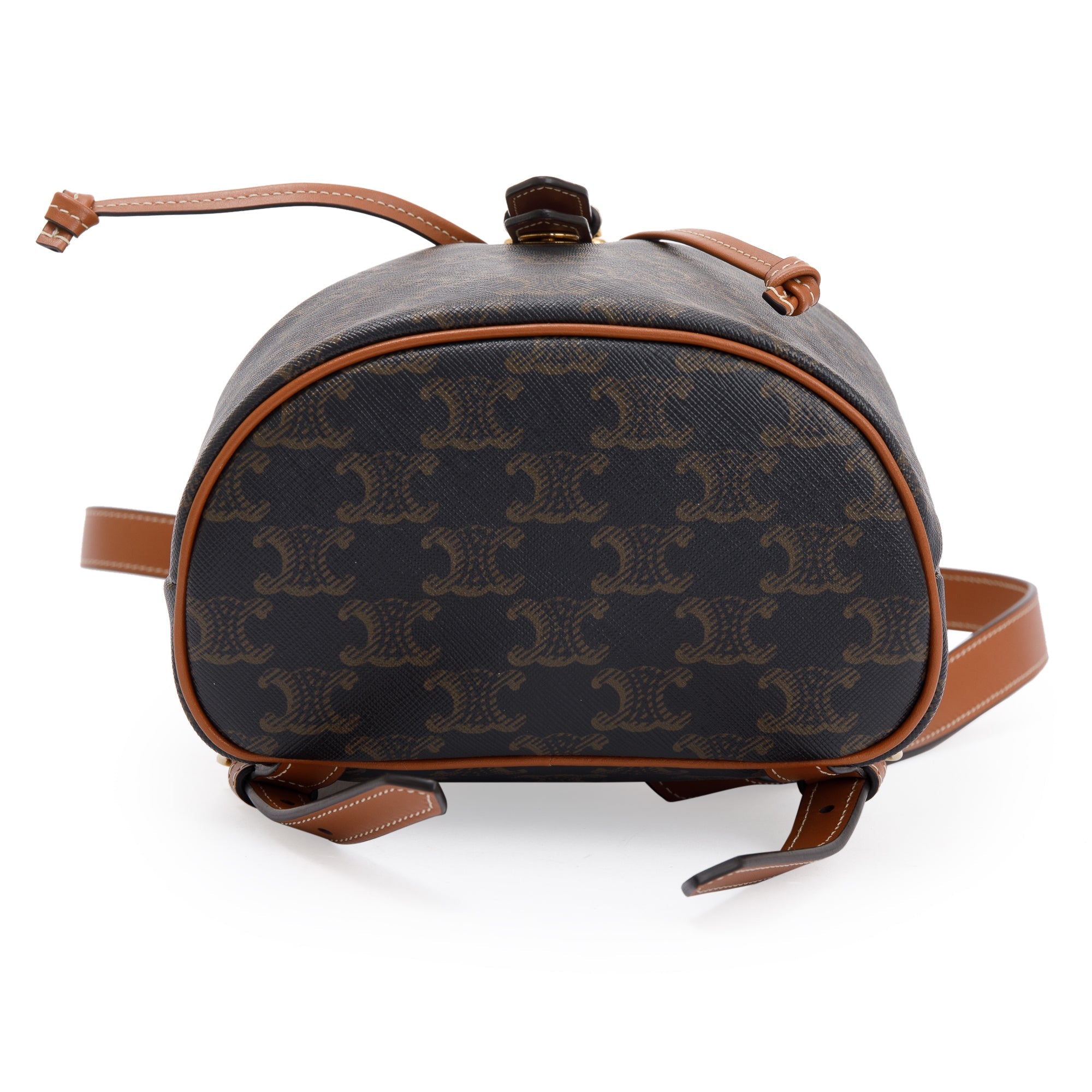 celine mini folco backpack Celine 2021 Brown Triomphe Canvas Mini Folco Backpack – OLIVER'S