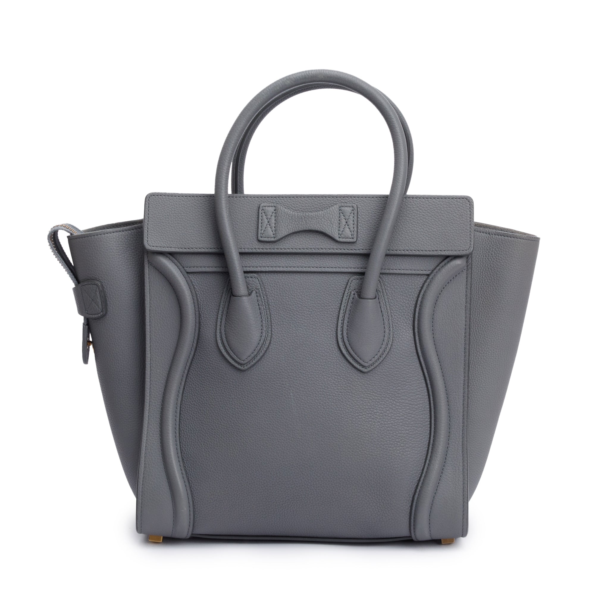 Celine 2021 Grey Calfskin Leather Micro Luggage Tote
