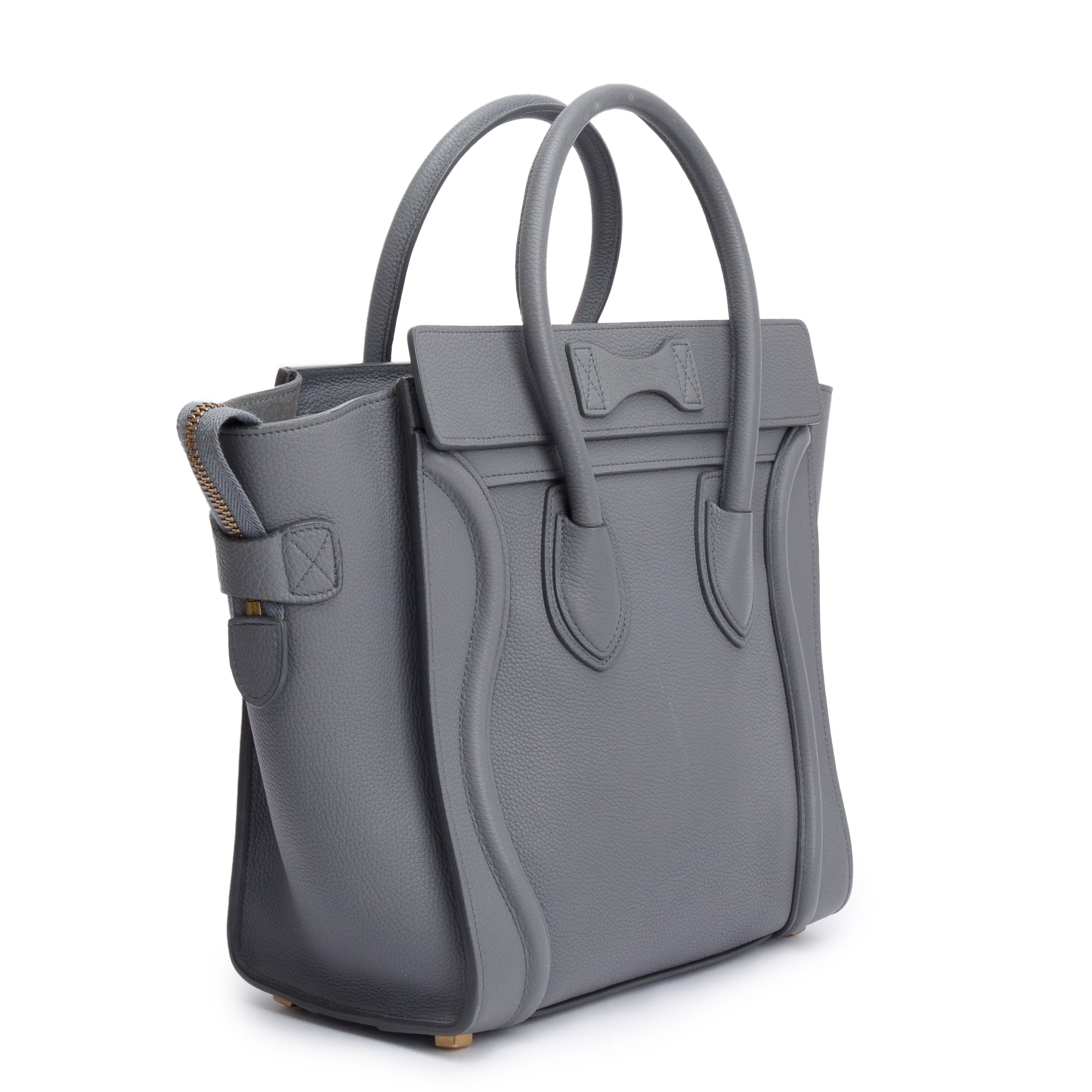 Celine 2021 Grey Calfskin Leather Micro Luggage Tote