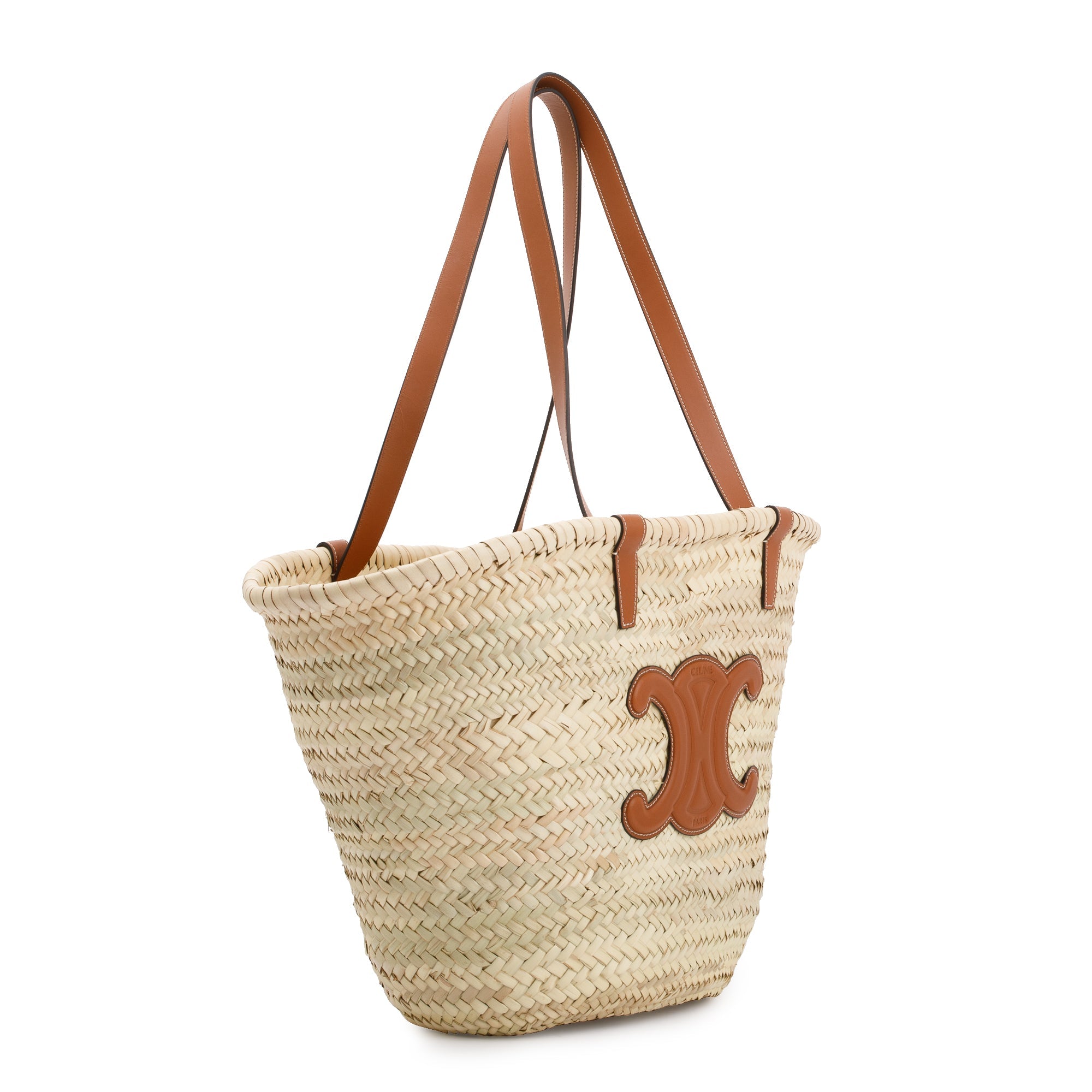 Celine 2021 Neutral Raffia Large Triomphe Panier Tote