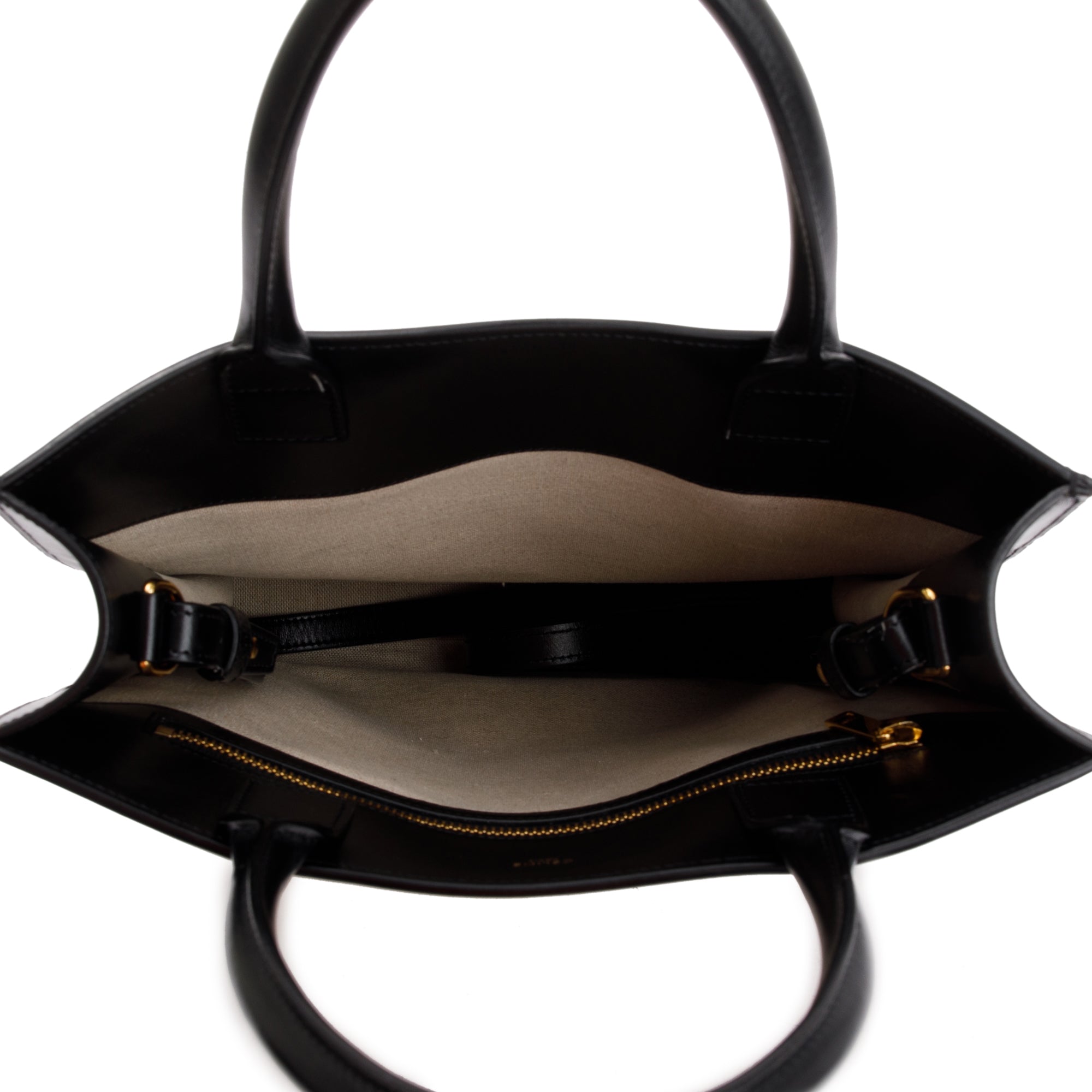 Celine 2021 Small Beige Canvas Black Calfskin Logo Vertical Cabas Tote w/ Strap