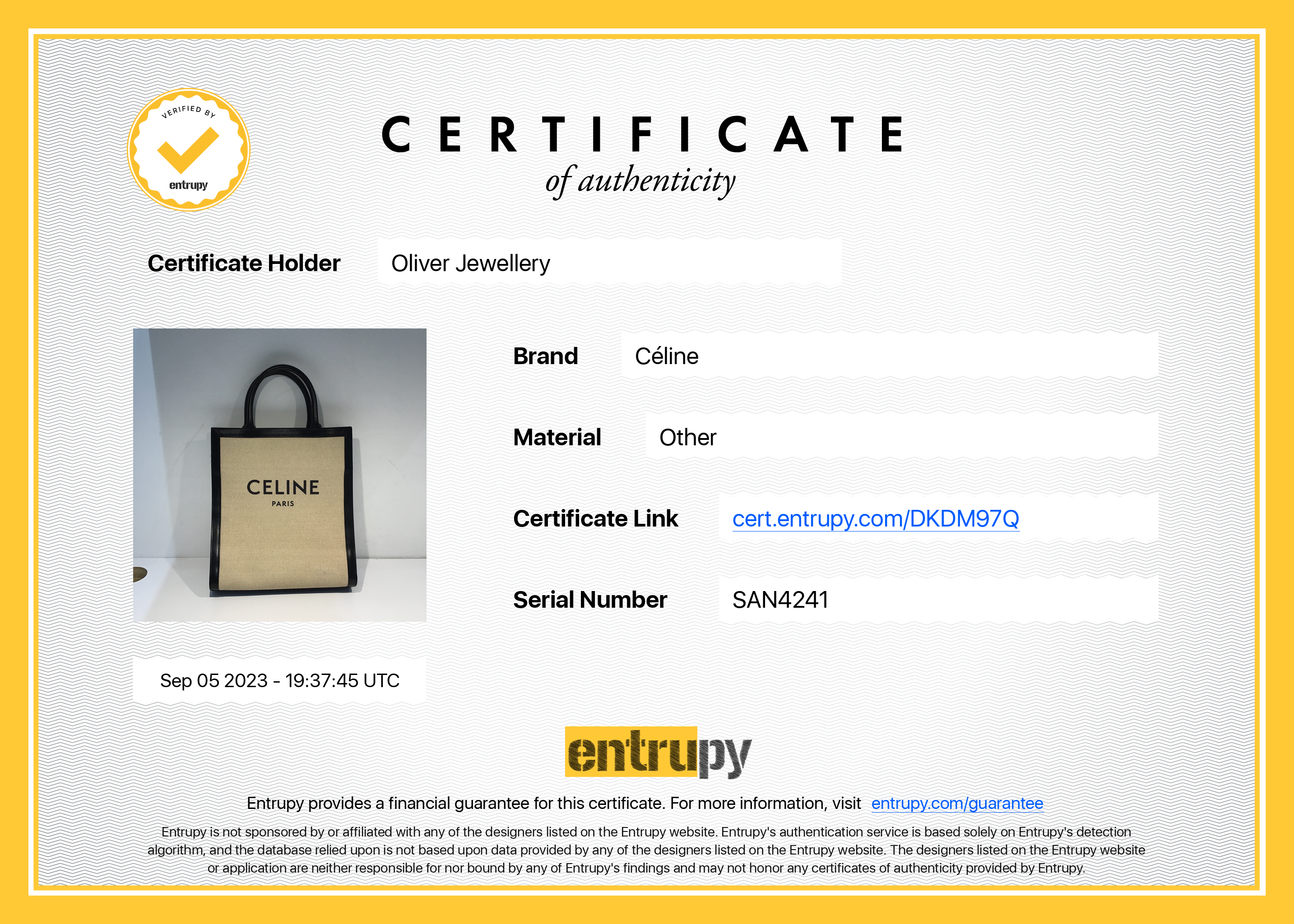 Celine 2021 Small Beige Canvas Black Calfskin Logo Vertical Cabas Tote w/ Strap