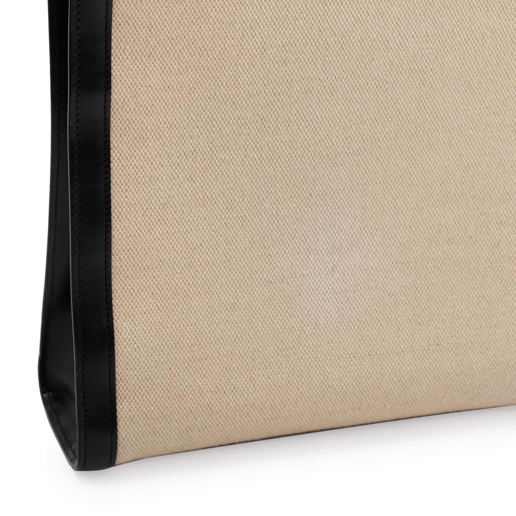 Celine 2021 Small Beige Canvas Black Calfskin Logo Vertical Cabas Tote w/ Strap