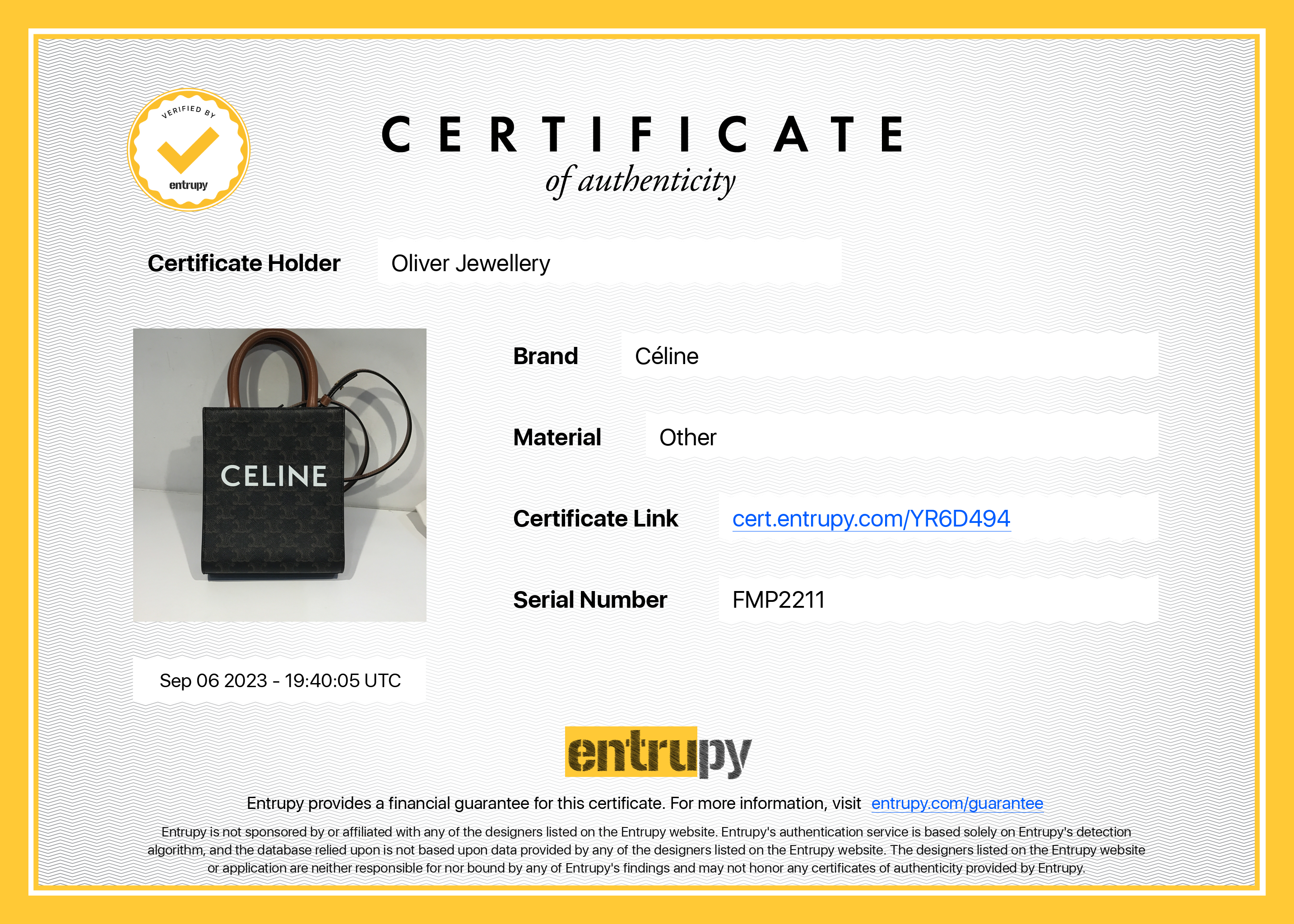 Celine 2021 Triomphe Canvas Mini Vertical Cabas Tote w/ Strap