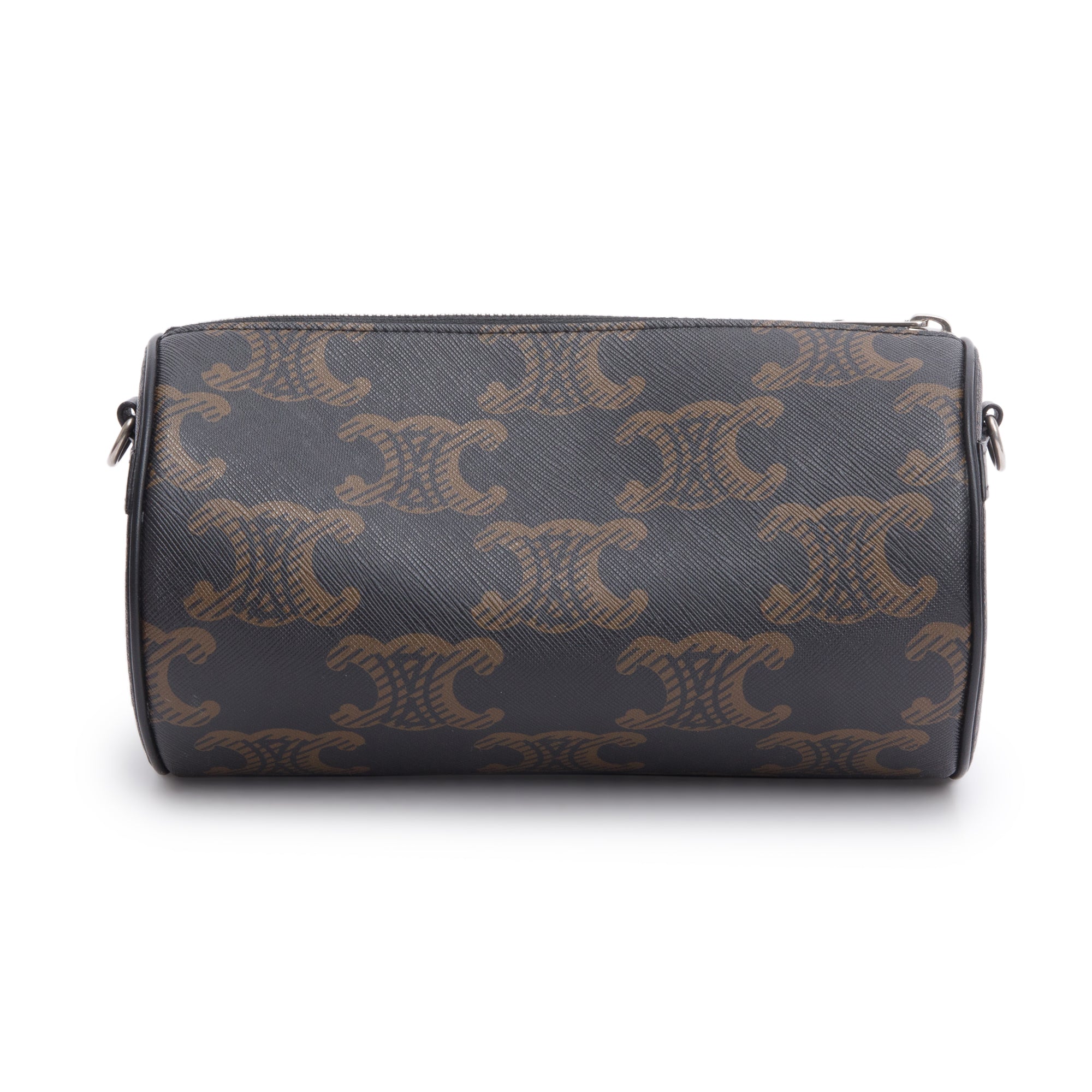 Celine 2022 Brown Triomphe Canvas Cylinder Bag w/ Strap