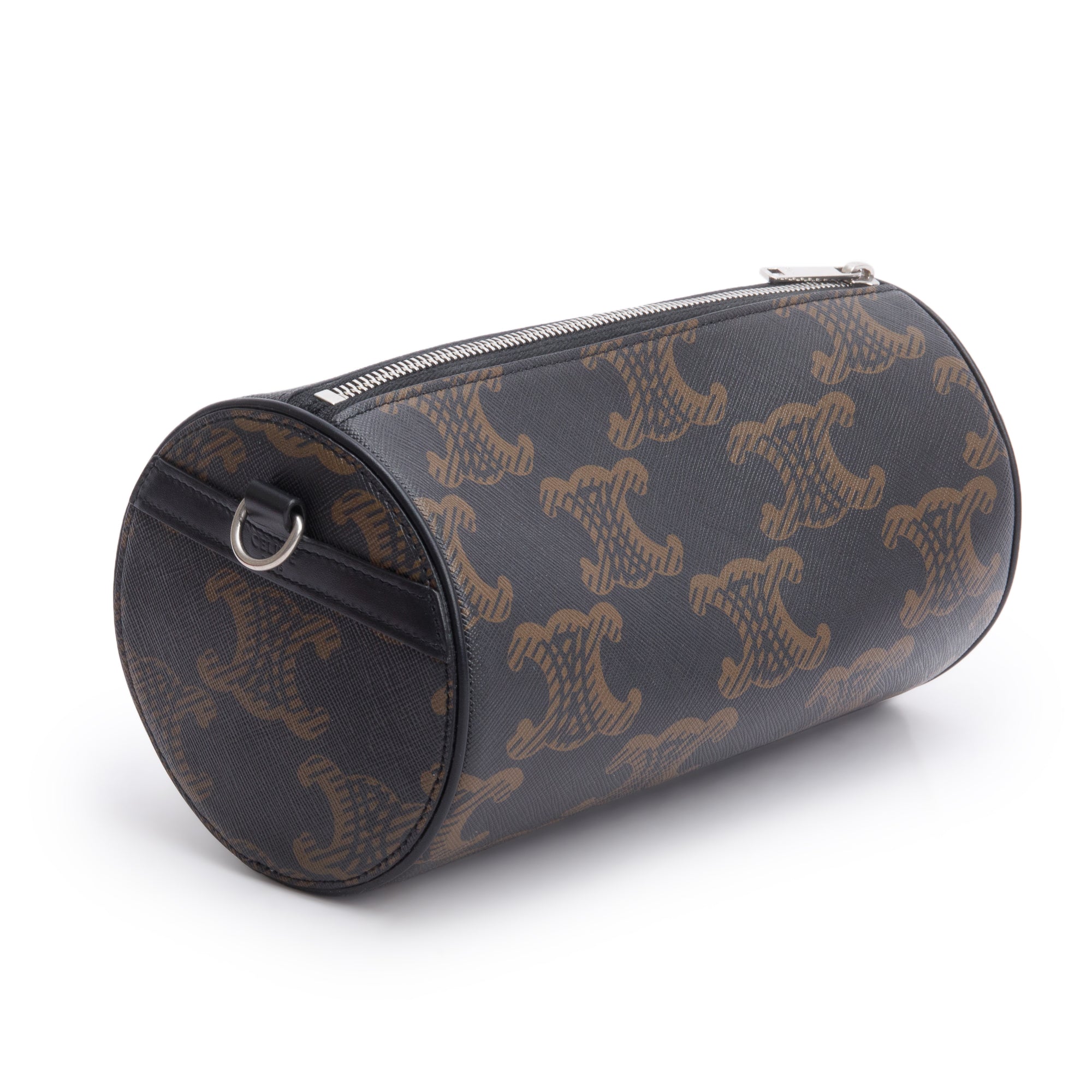 Celine 2022 Brown Triomphe Canvas Cylinder Bag w/ Strap