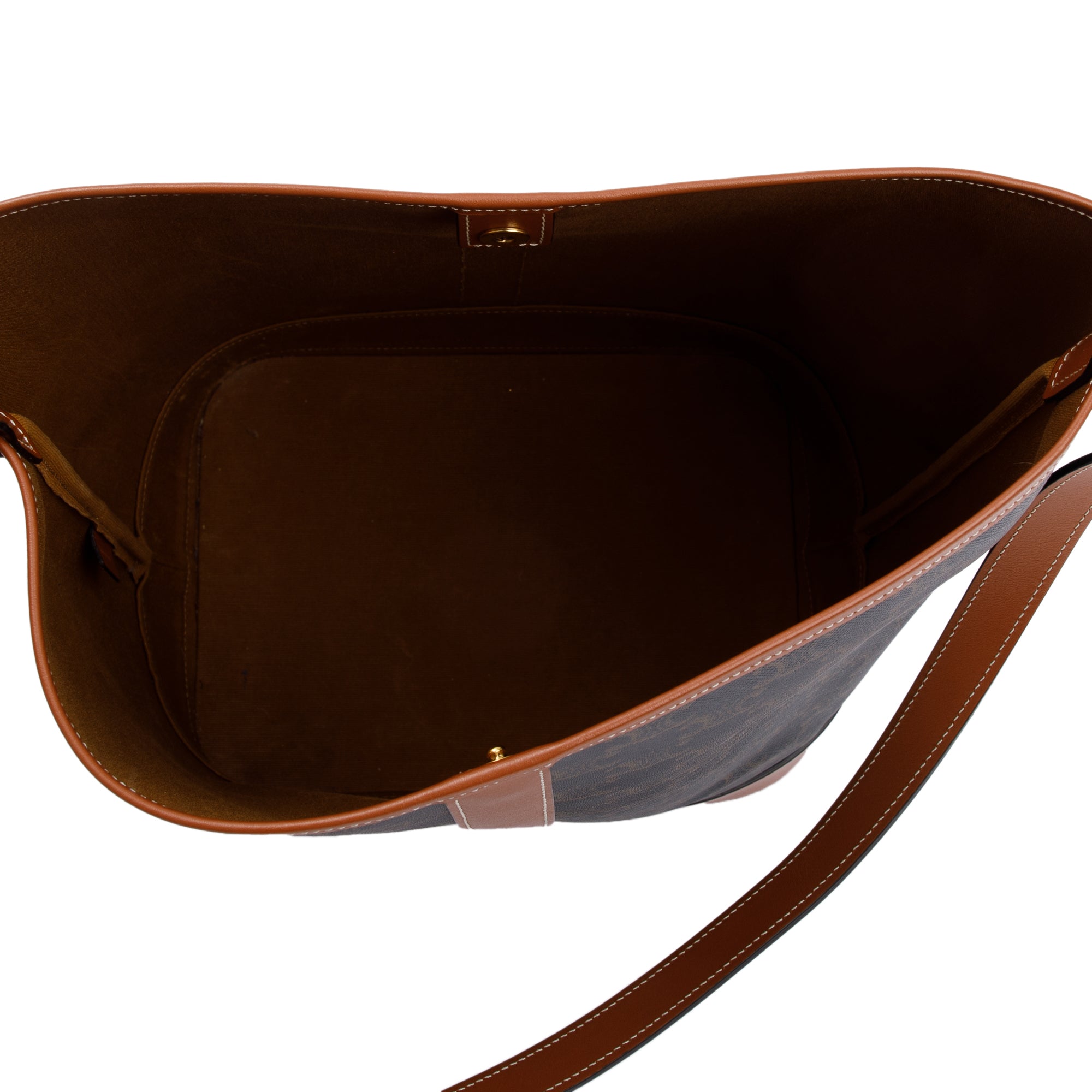 Celine 2022 Brown Triomphe Canvas Medium Bucket Bag