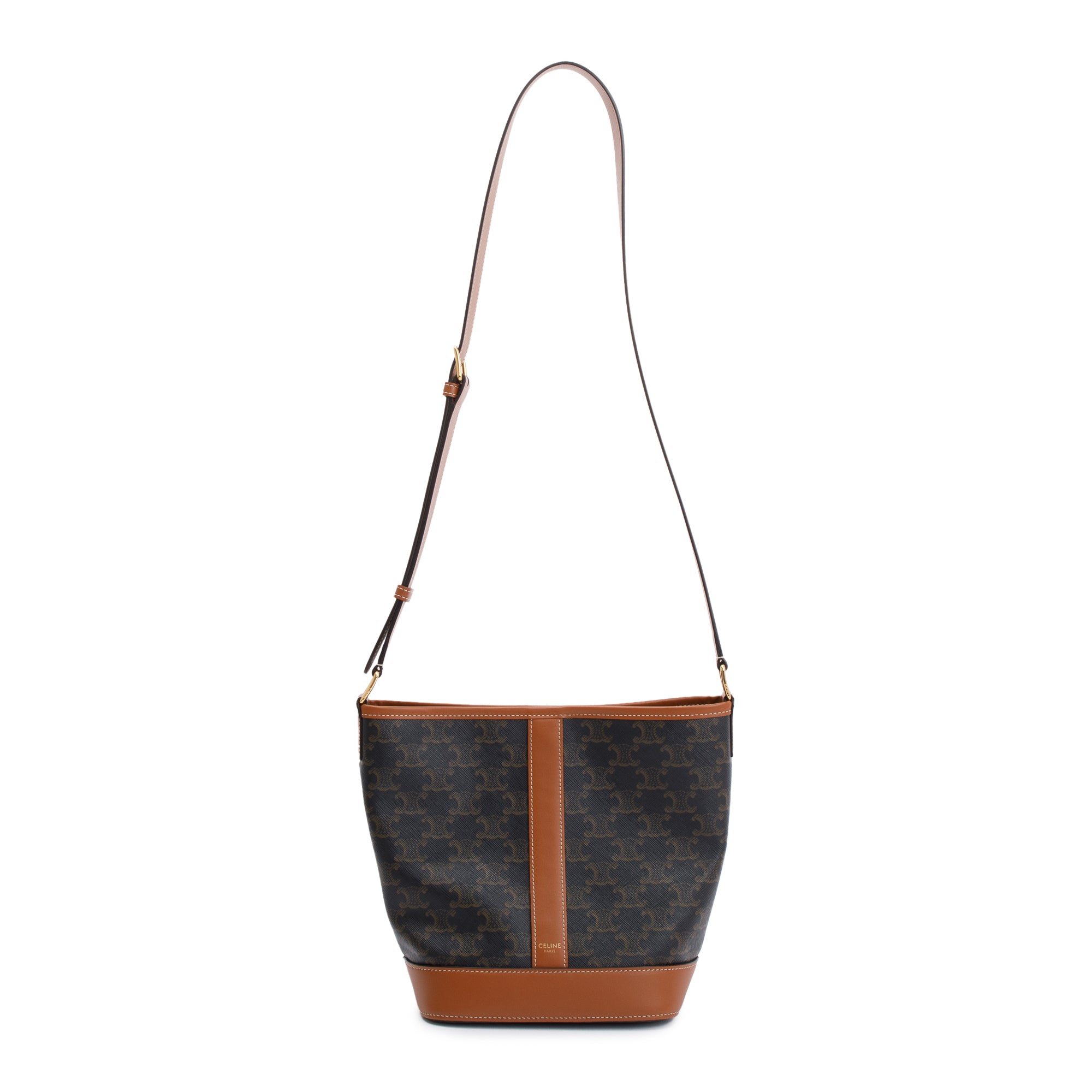Celine 2022 Brown Triomphe Canvas Small Bucket Bag