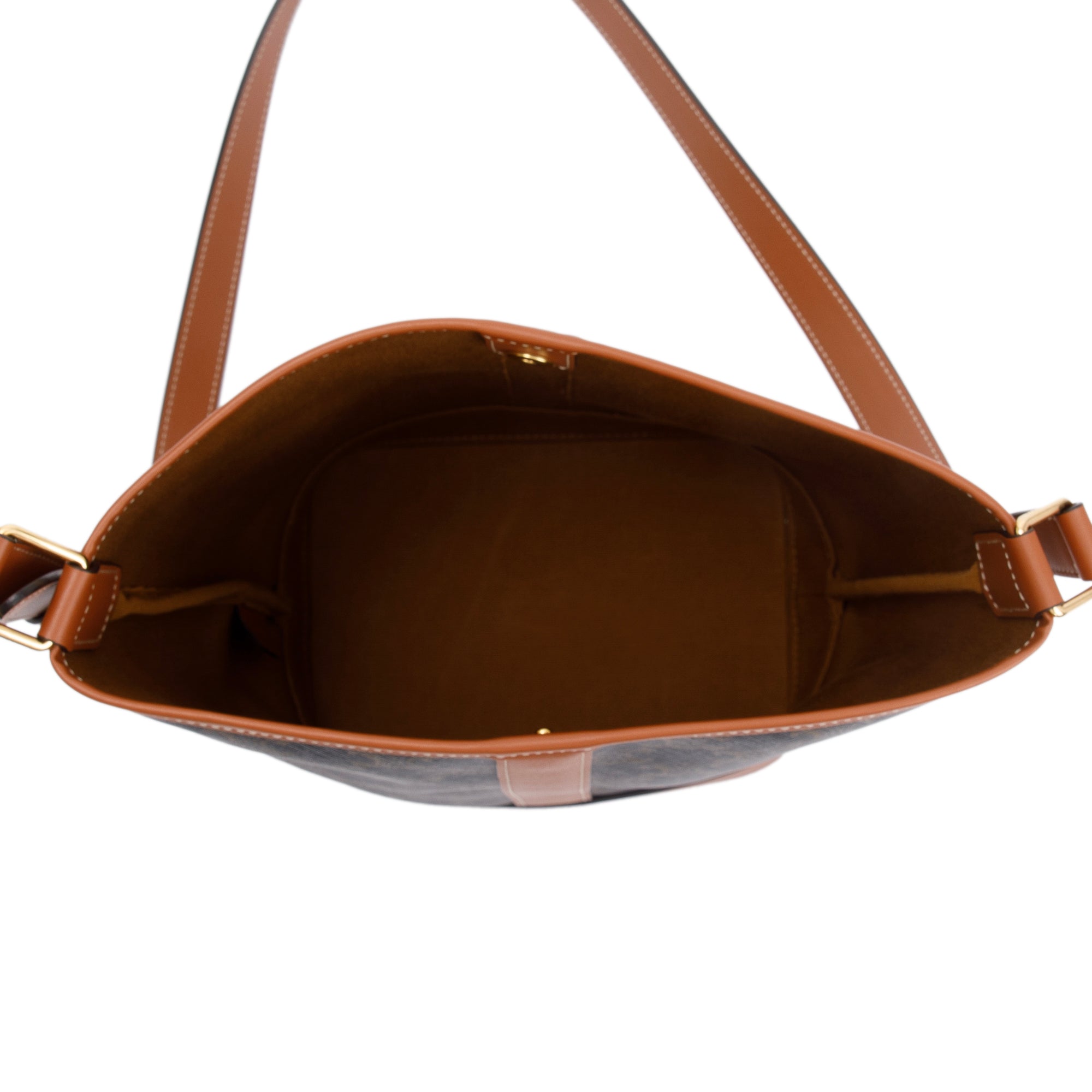 Celine 2022 Brown Triomphe Canvas Small Bucket Bag