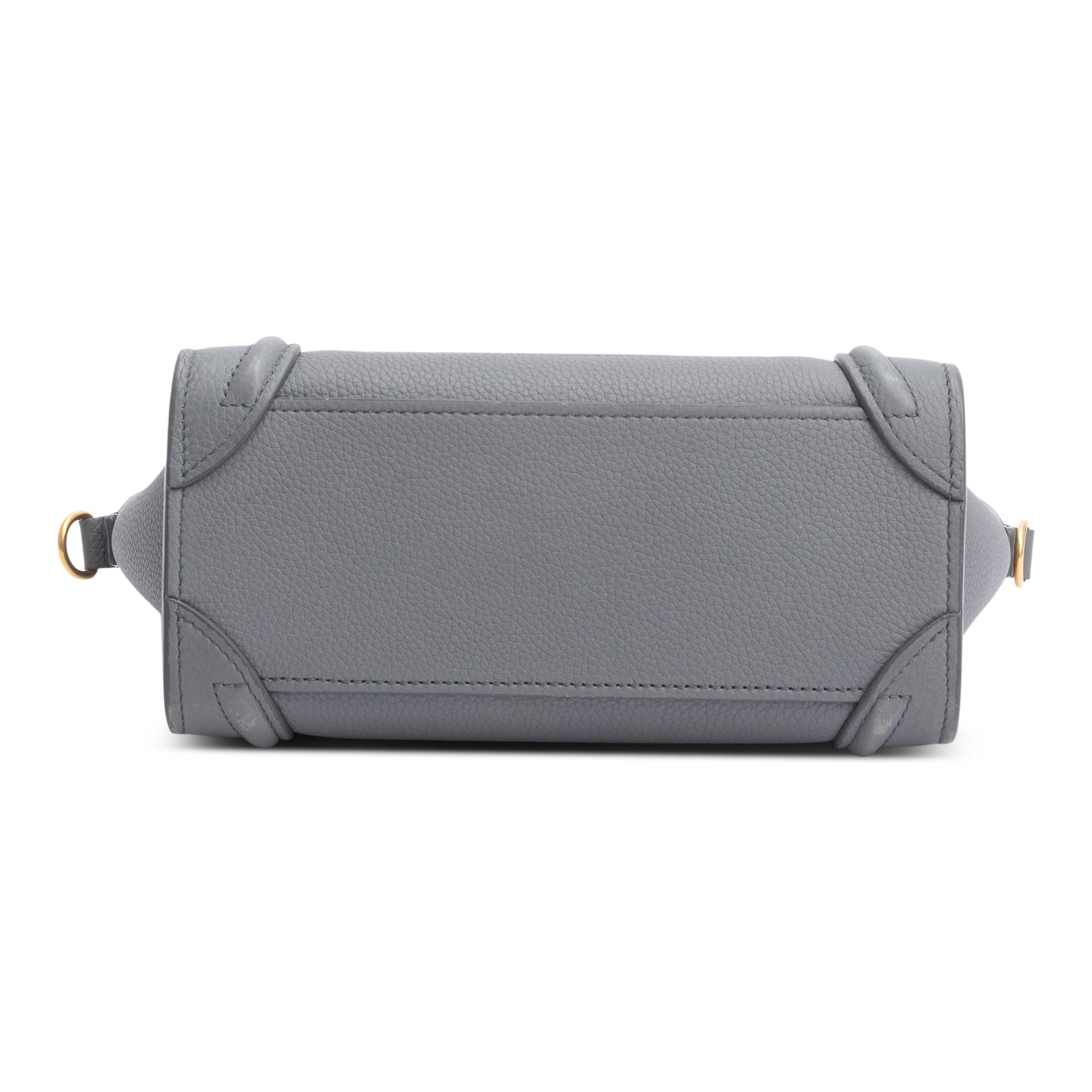 Celine 2022 Grey Calfskin Leather Nano Luggage Tote w/ Strap
