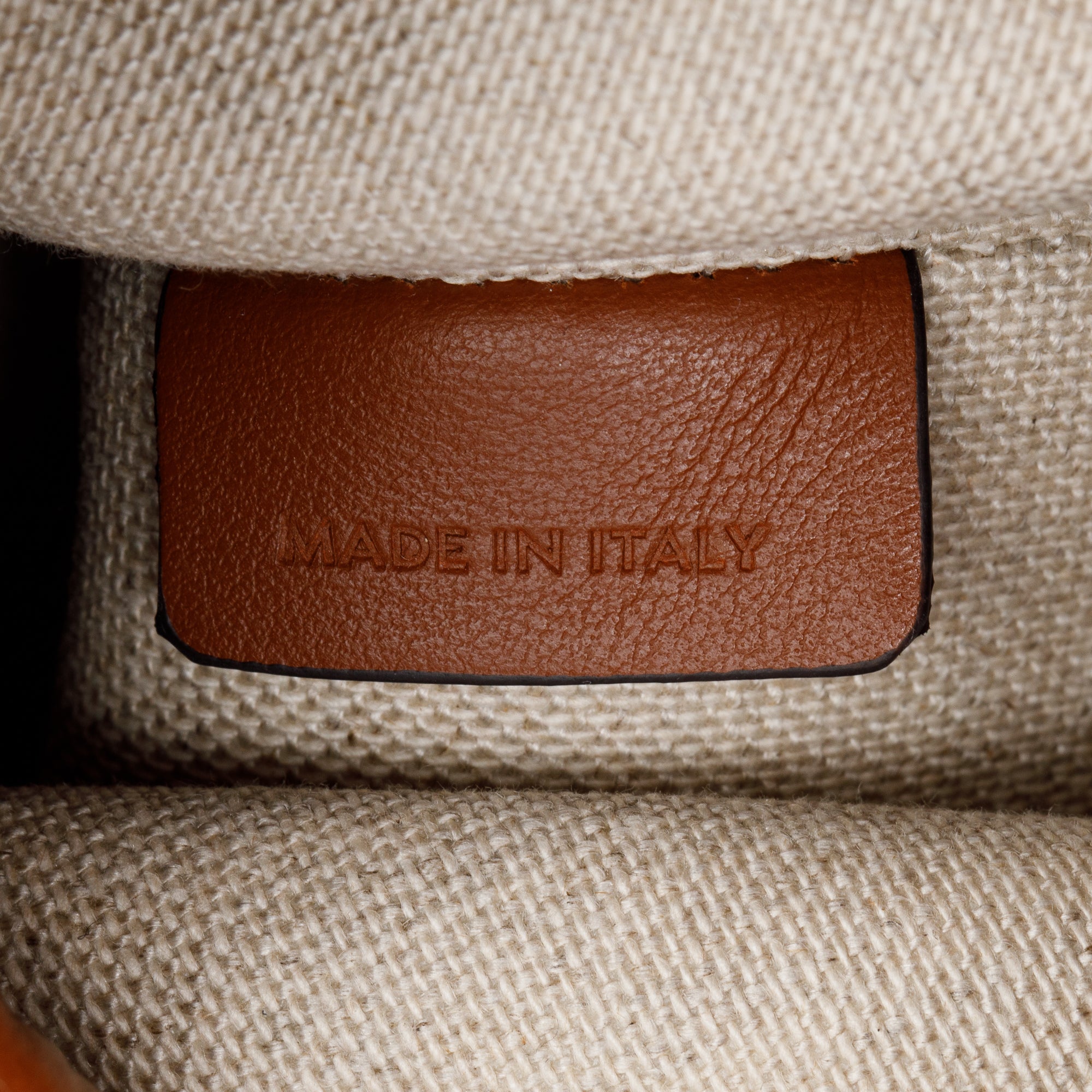 Celine 2022 Neutral Canvas Brown Leather Logo Teen 16 Bucket Bag w/ Strap