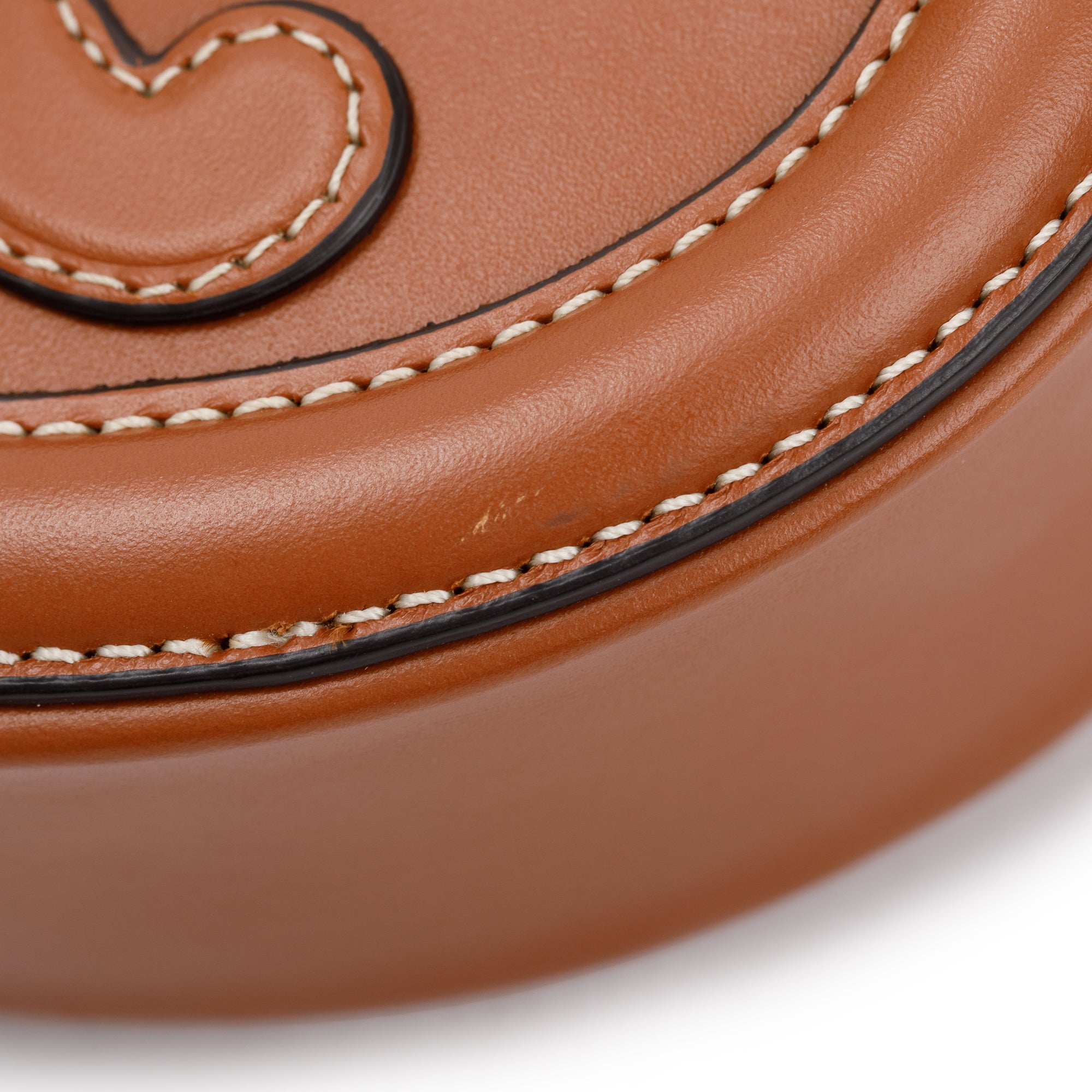 Celine 2022 Tan Smooth Calfskin Leather Mini Cuir Triomphe Oval Crossbody Bag w/ Box