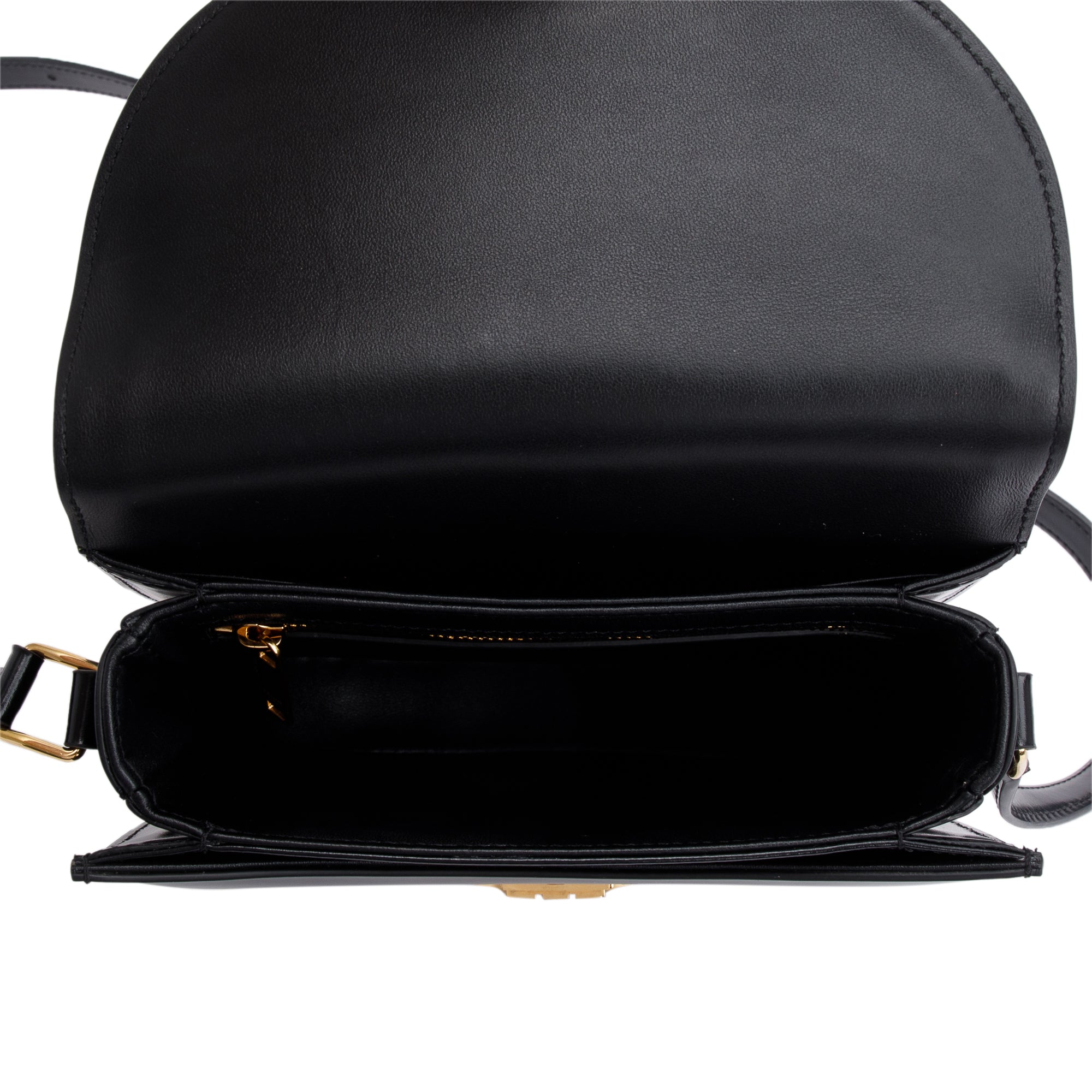 Celine 2023 Black Shiny Calfskin Leather Teen Triomphe Shoulder Bag