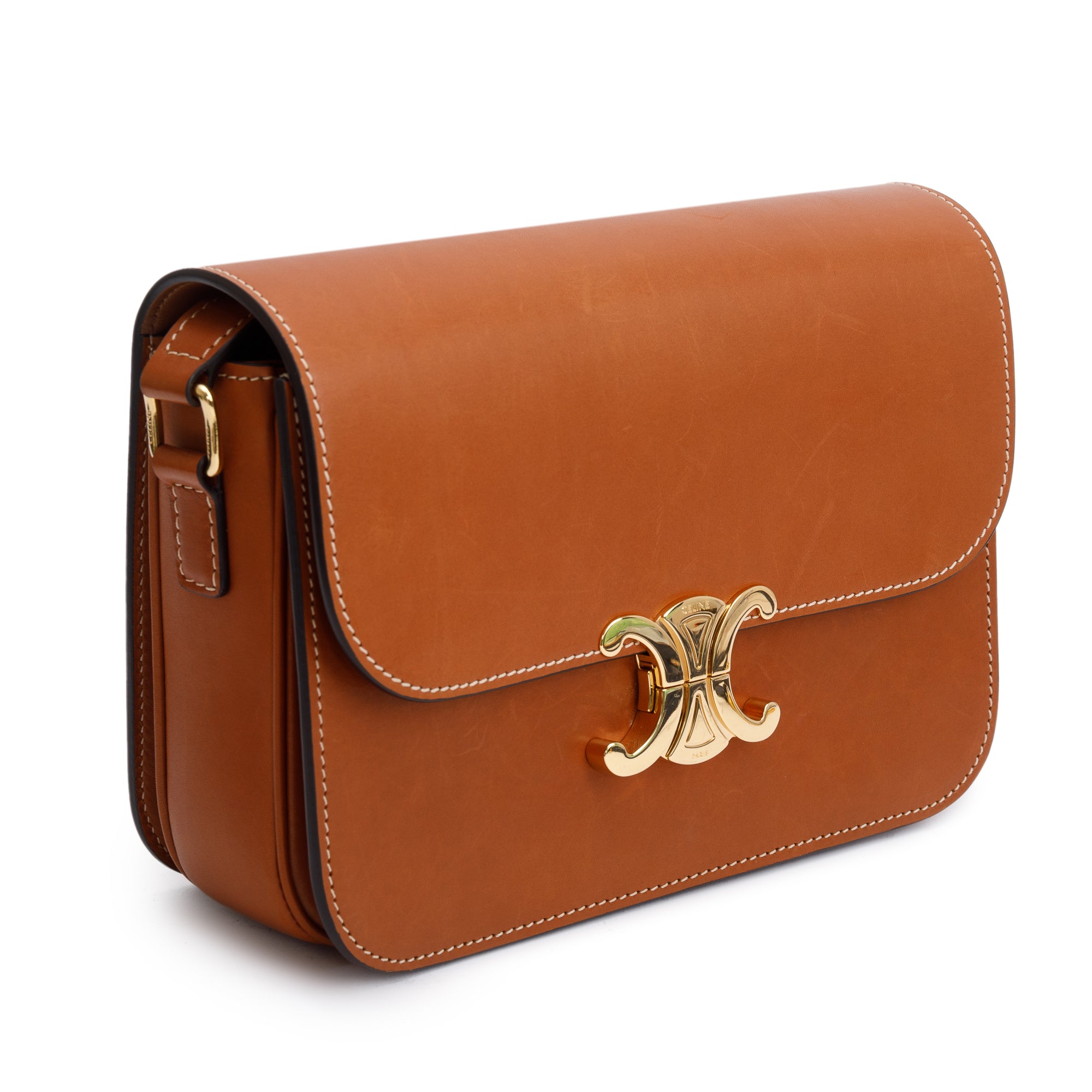 Celine 2023 Natural Calfskin Leather Classique Triomphe Shoulder Bag