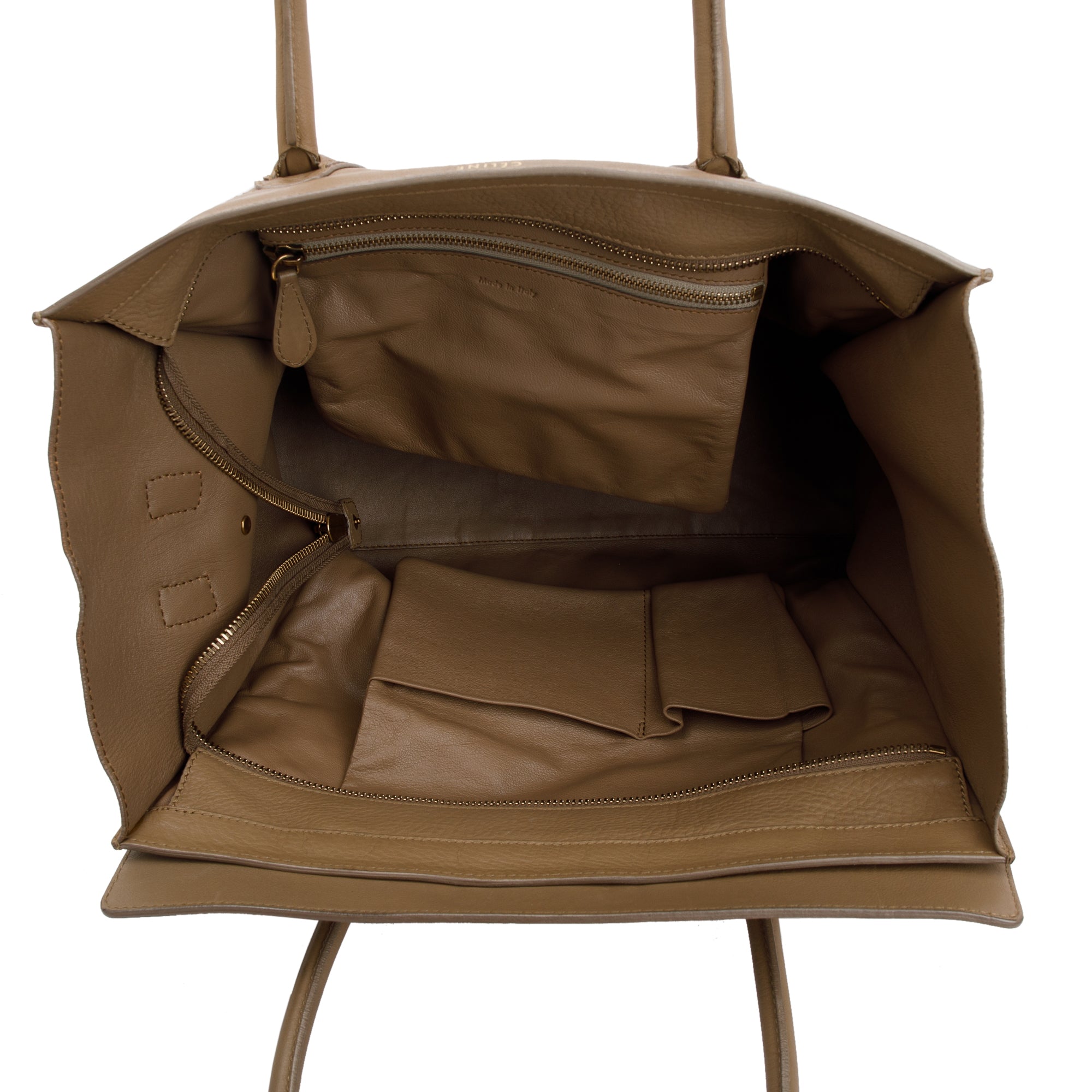 Celine Beige Calfskin Leather Medium Luggage Tote