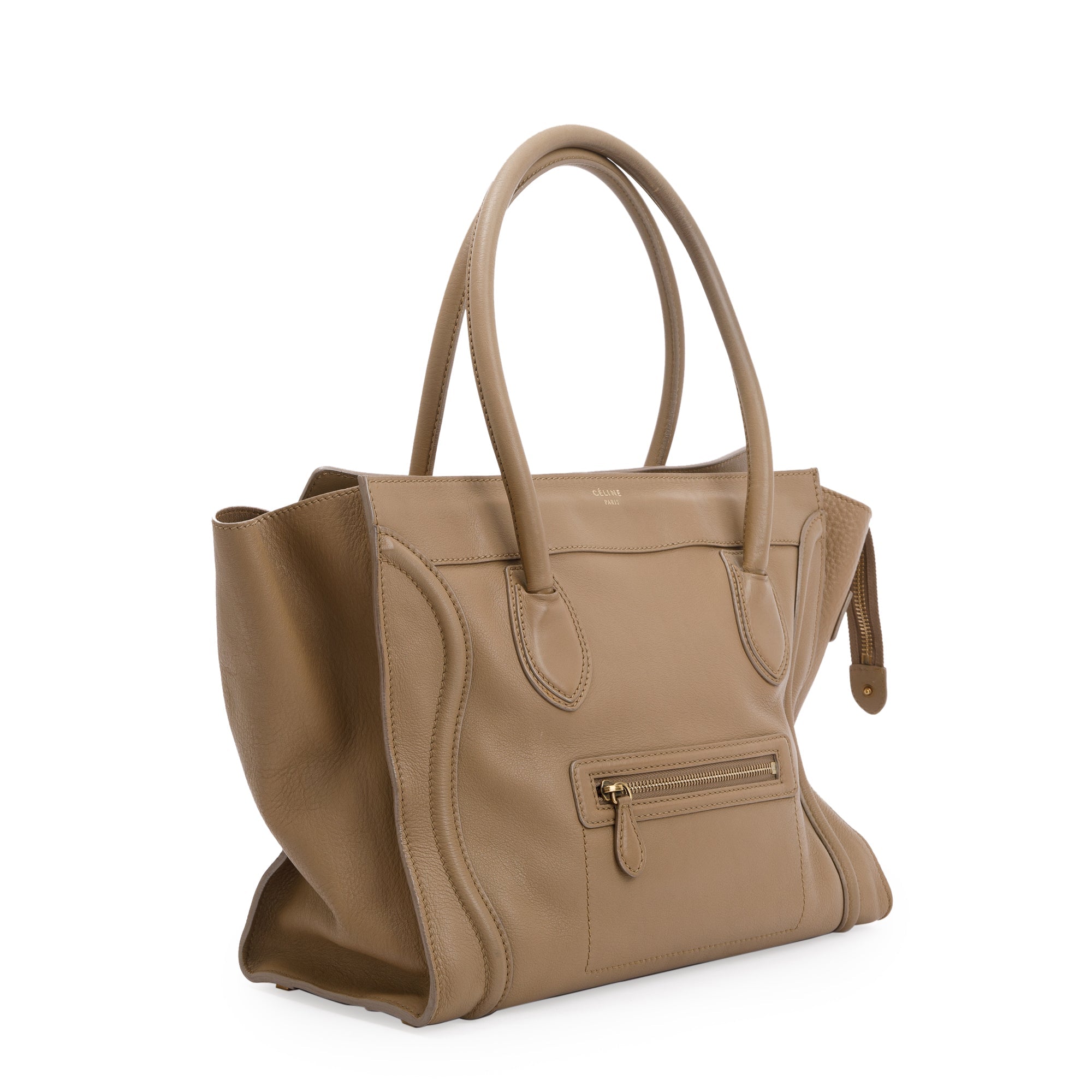 Celine Beige Calfskin Leather Medium Luggage Tote