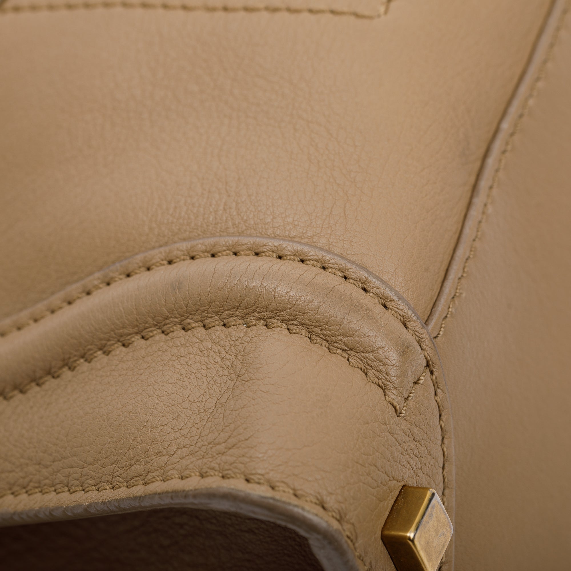 Celine Beige Calfskin Leather Medium Luggage Tote